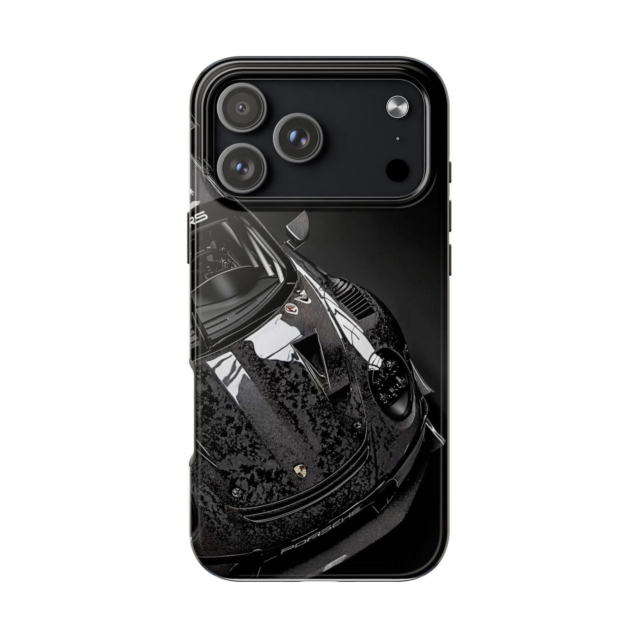 Sports Car Phone Case | Glossy Black Porsche Design for Protection