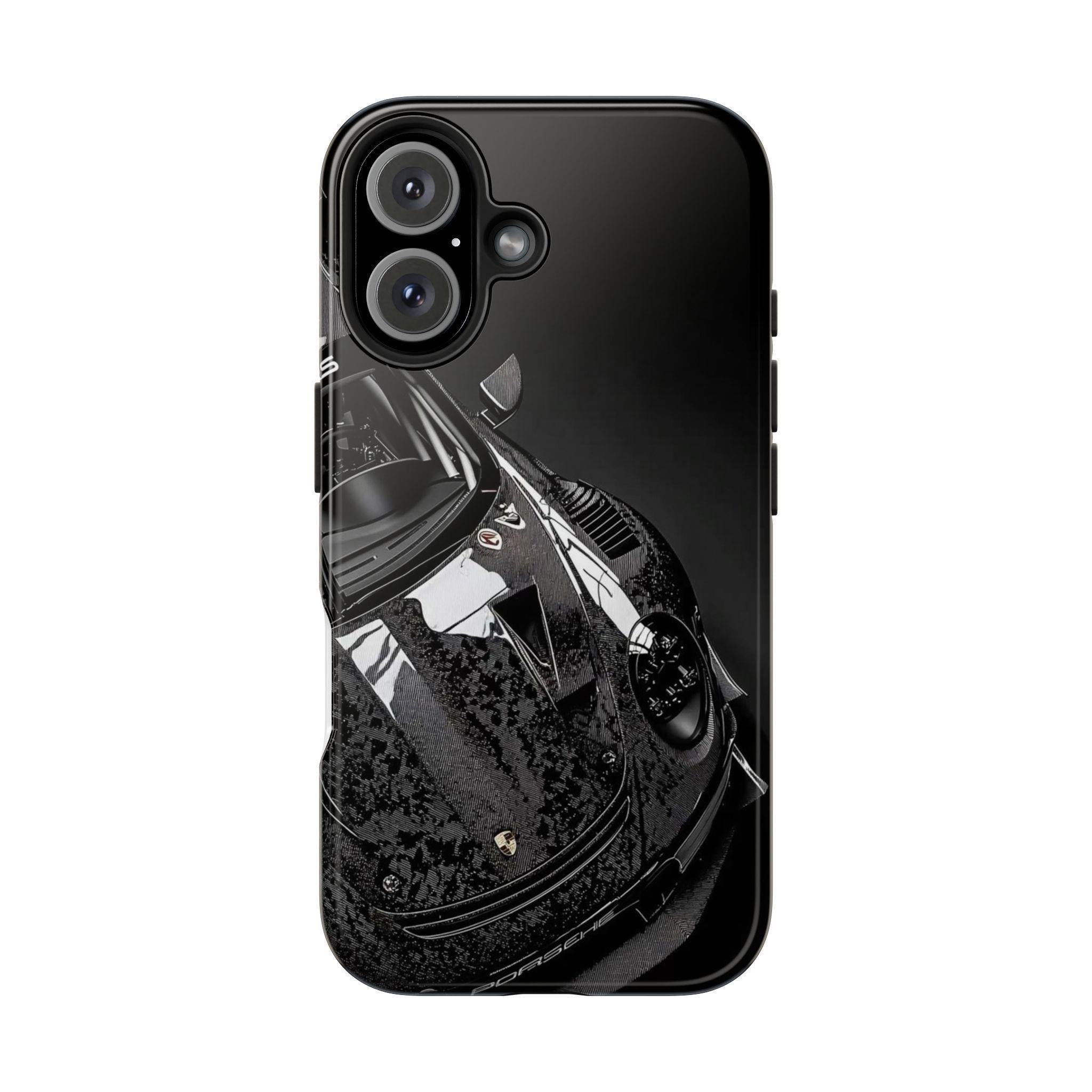 Sports Car Phone Case | Glossy Black Porsche Design for Protection