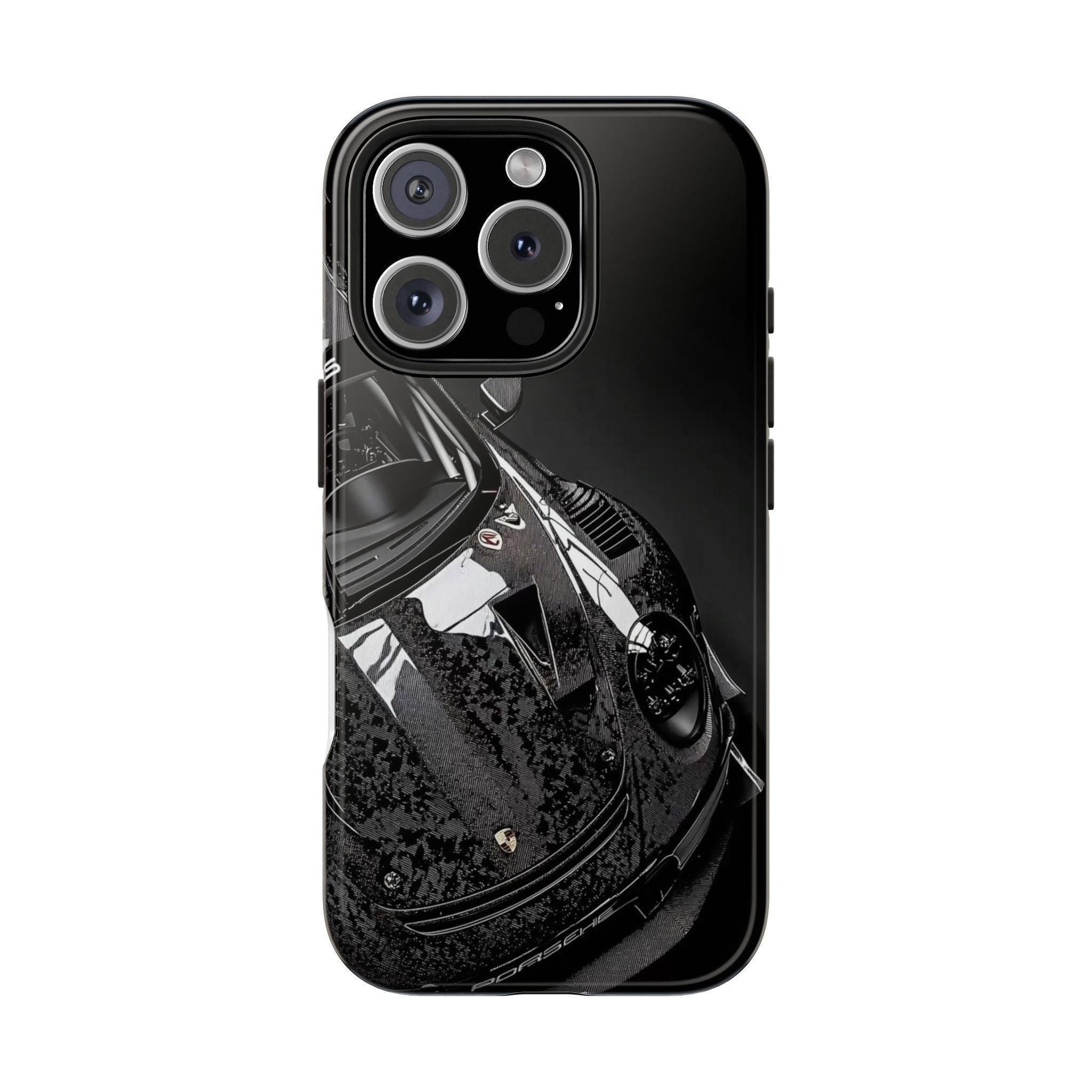 Sports Car Phone Case | Glossy Black Porsche Design for Protection