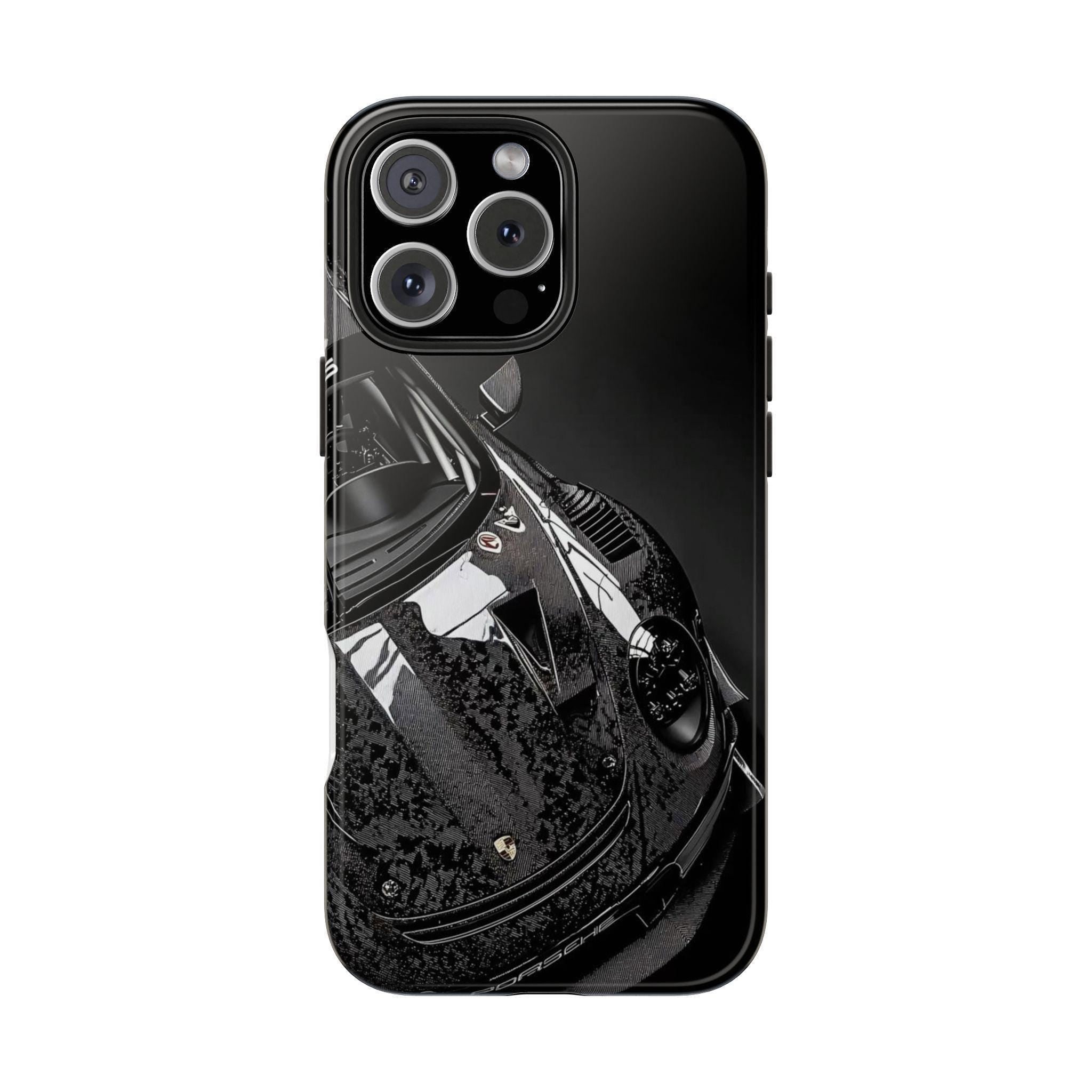 Sports Car Phone Case | Glossy Black Porsche Design for Protection