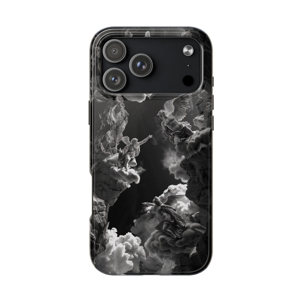 Baroque Phone Case with Angelic Cloud Artwork | Black and White Design