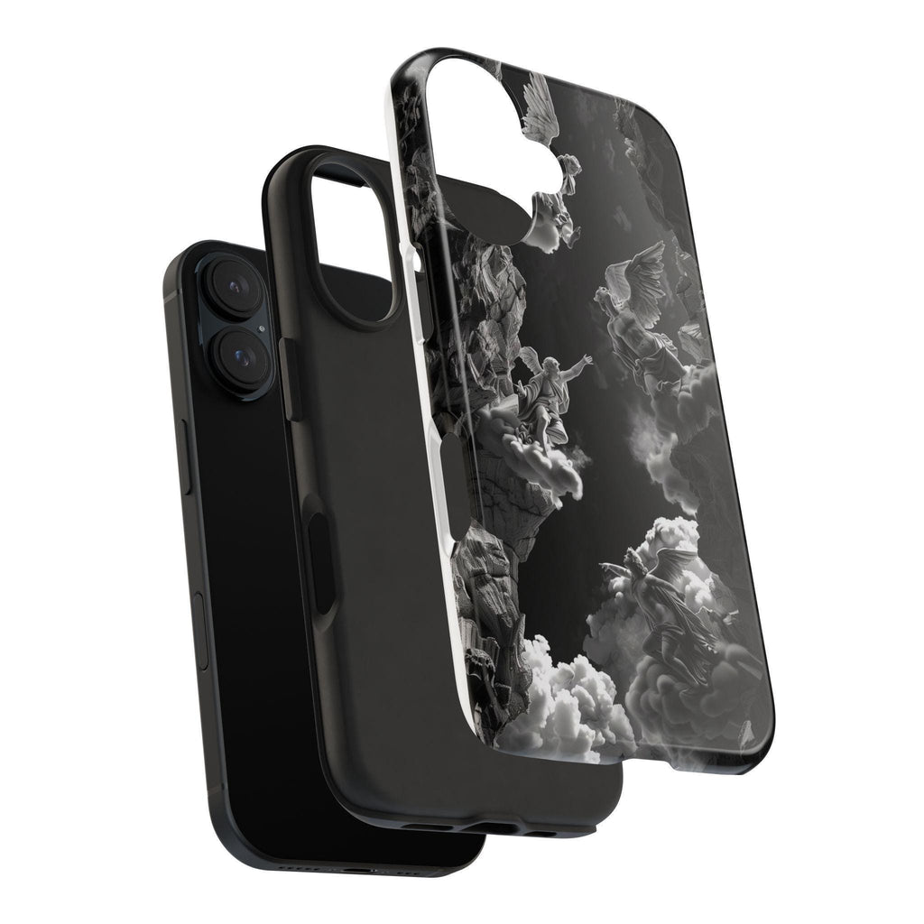 Baroque Phone Case with Angelic Cloud Artwork | Black and White Design