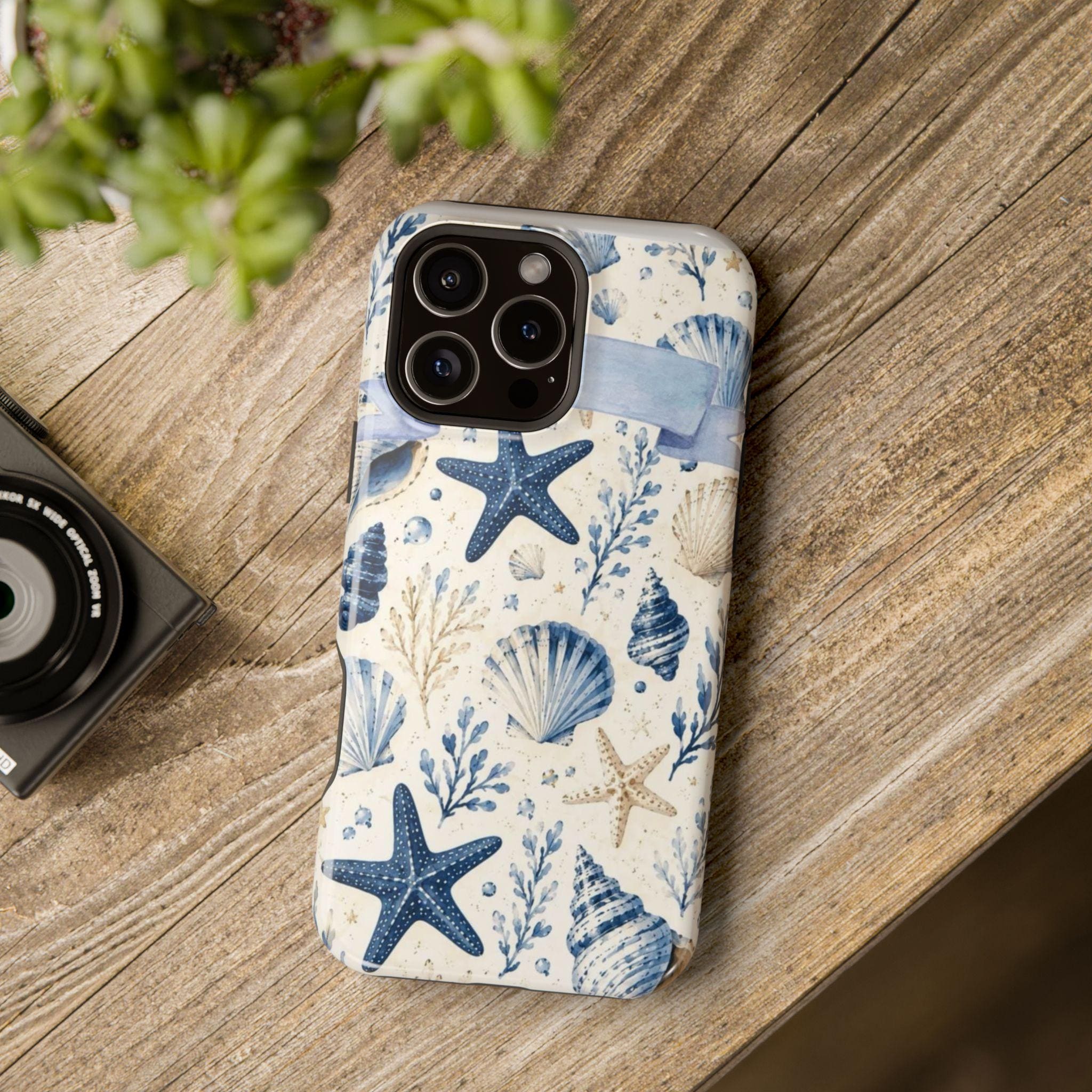 Blue Seashells Starfish Phone Case | Magnetic Impact-Resistant Case