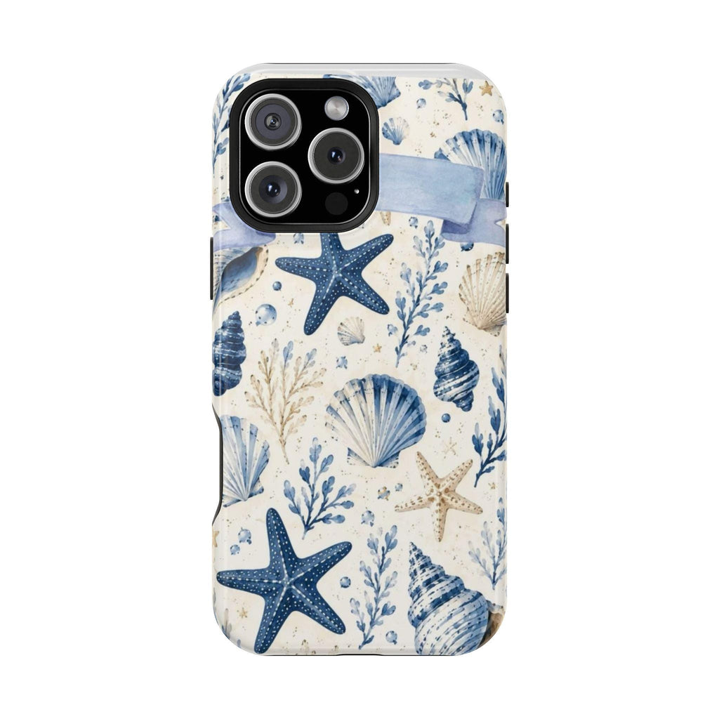 Blue Seashells Starfish Phone Case | Magnetic Impact-Resistant Case