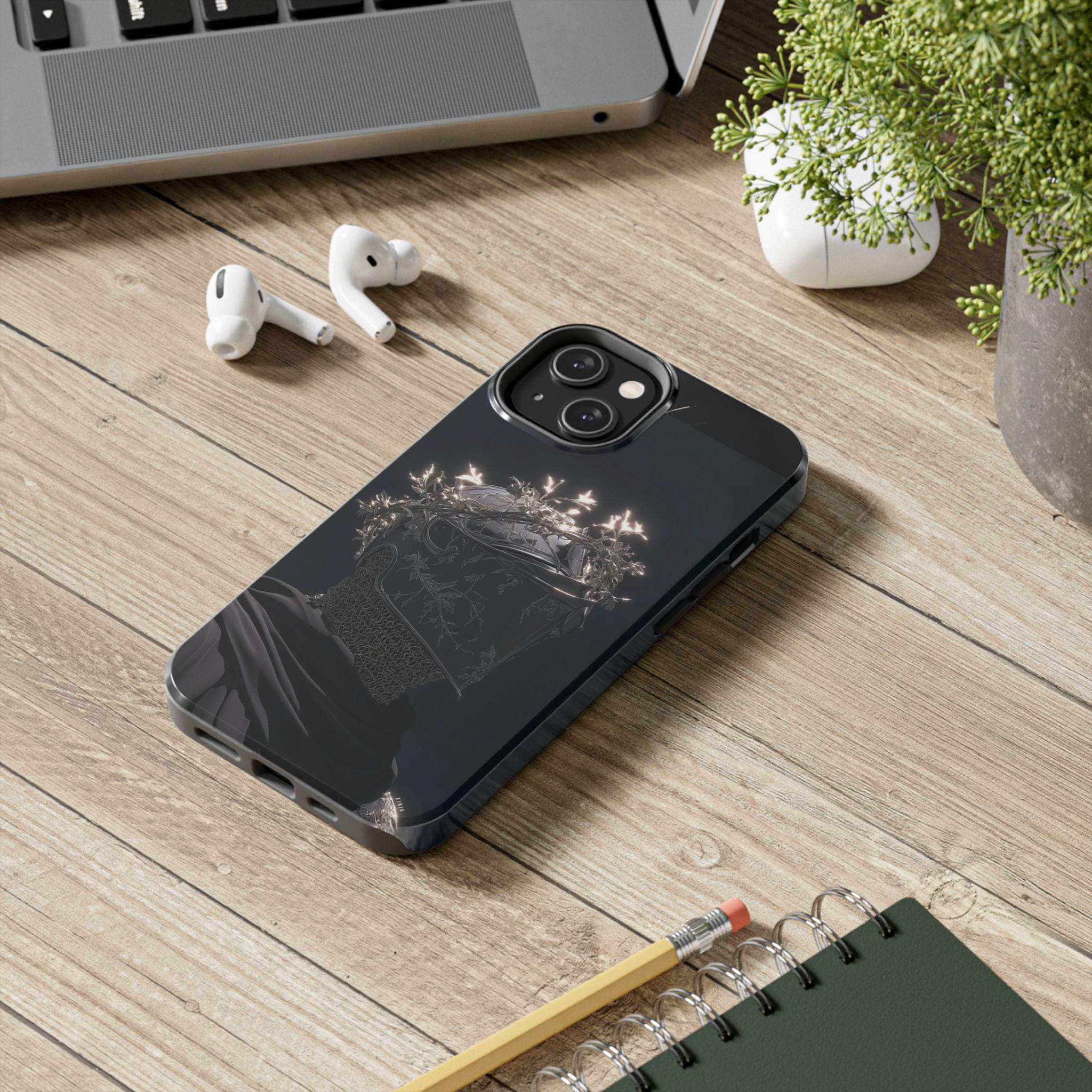Dark Crowned Knight phone case | Gothic armor, floral wreath, moody aesthetic