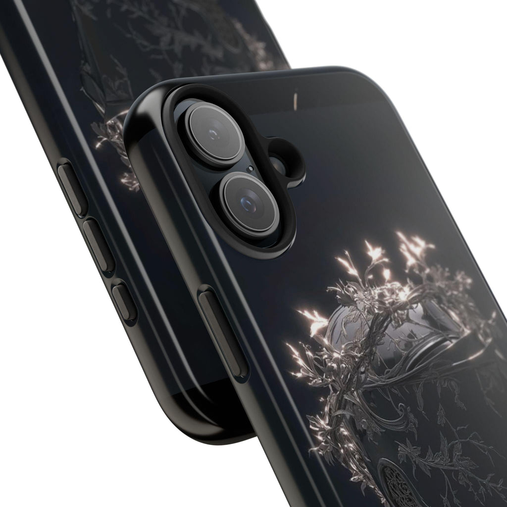 Dark Crowned Knight phone case | Gothic armor, floral wreath, moody aesthetic