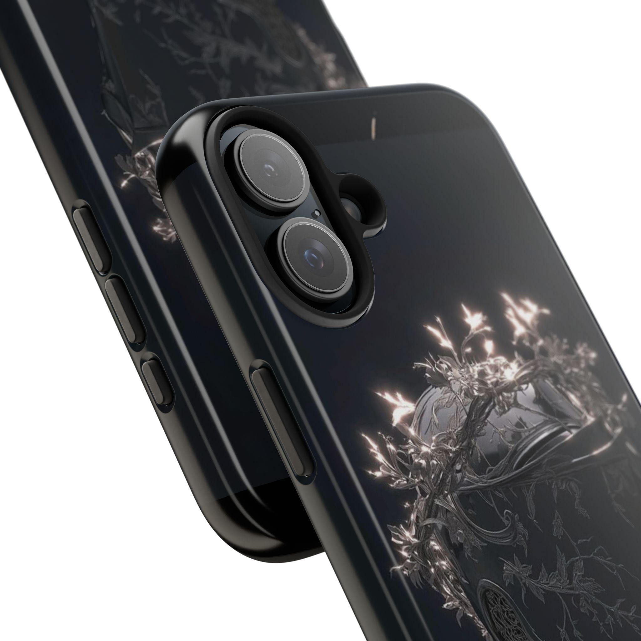 Dark Crowned Knight phone case | Gothic armor, floral wreath, moody aesthetic