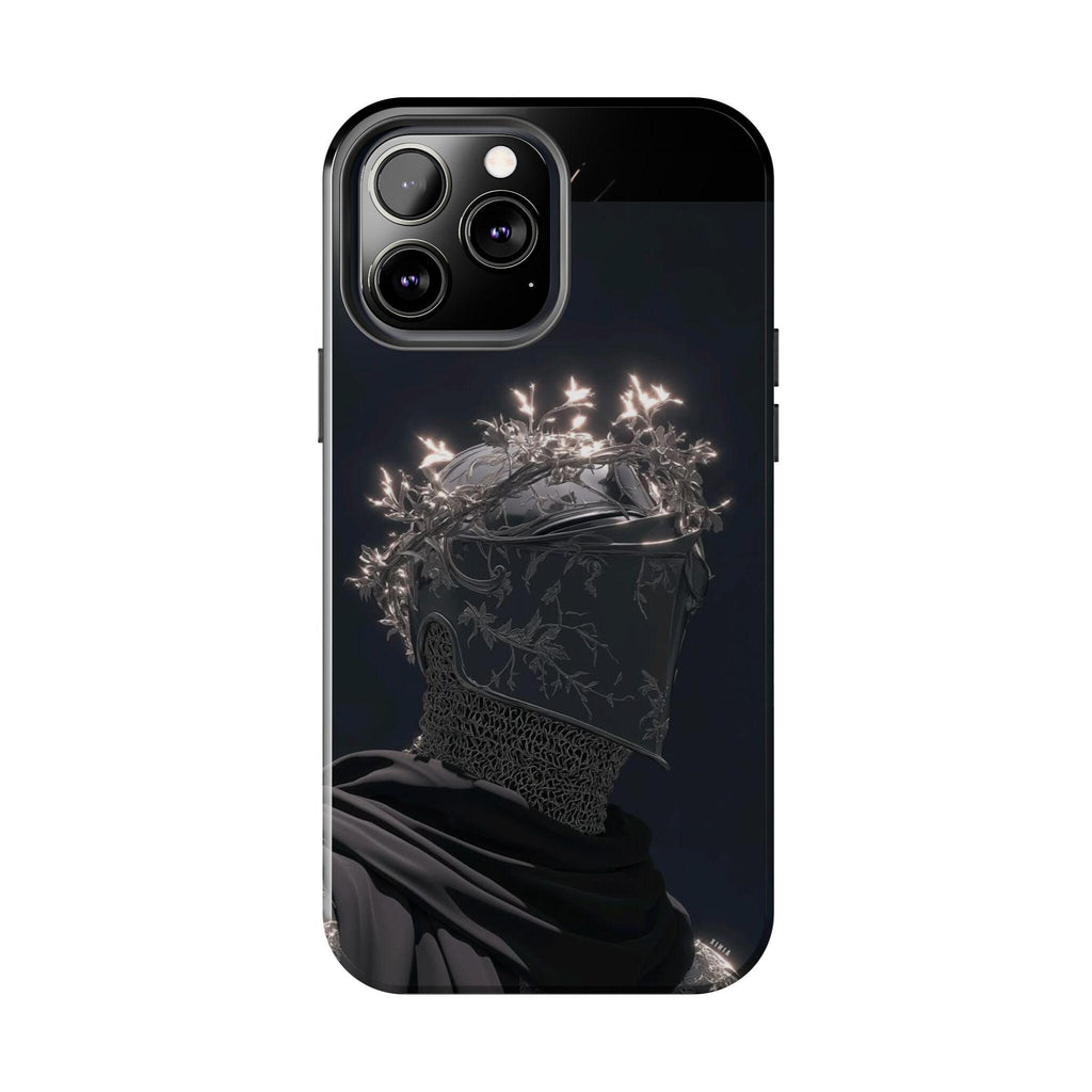Dark Crowned Knight phone case | Gothic armor, floral wreath, moody aesthetic
