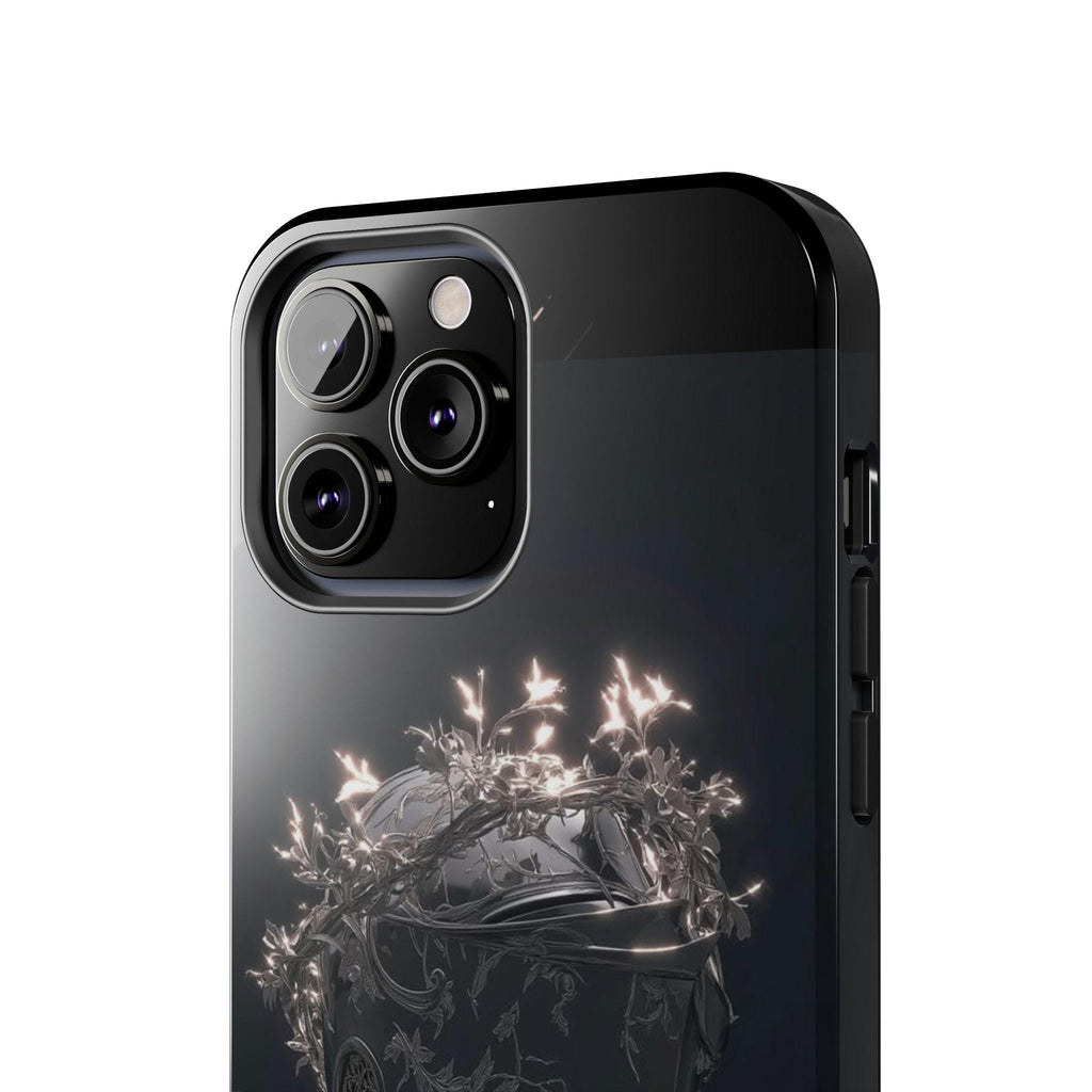 Dark Crowned Knight phone case | Gothic armor, floral wreath, moody aesthetic