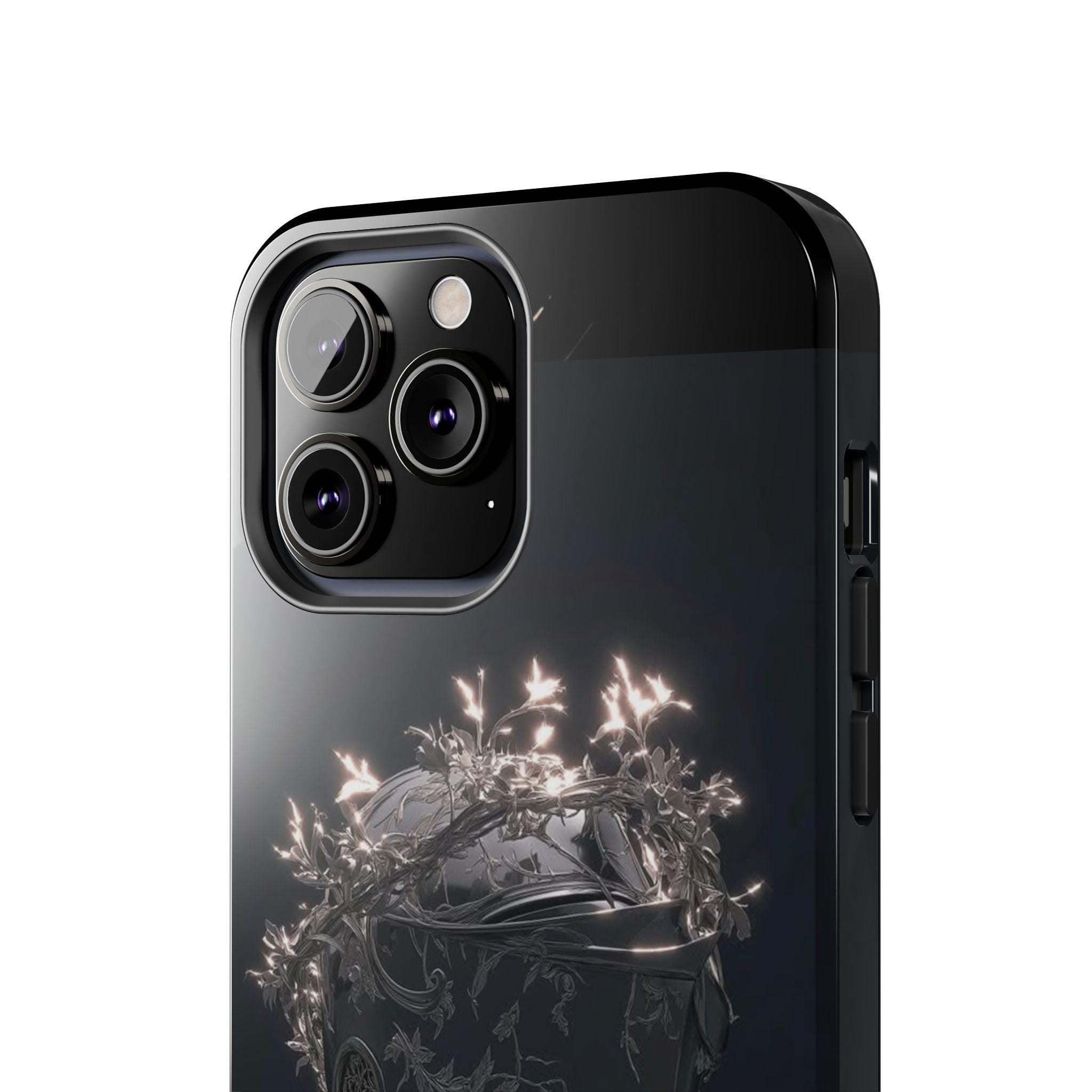 Dark Crowned Knight phone case | Gothic armor, floral wreath, moody aesthetic
