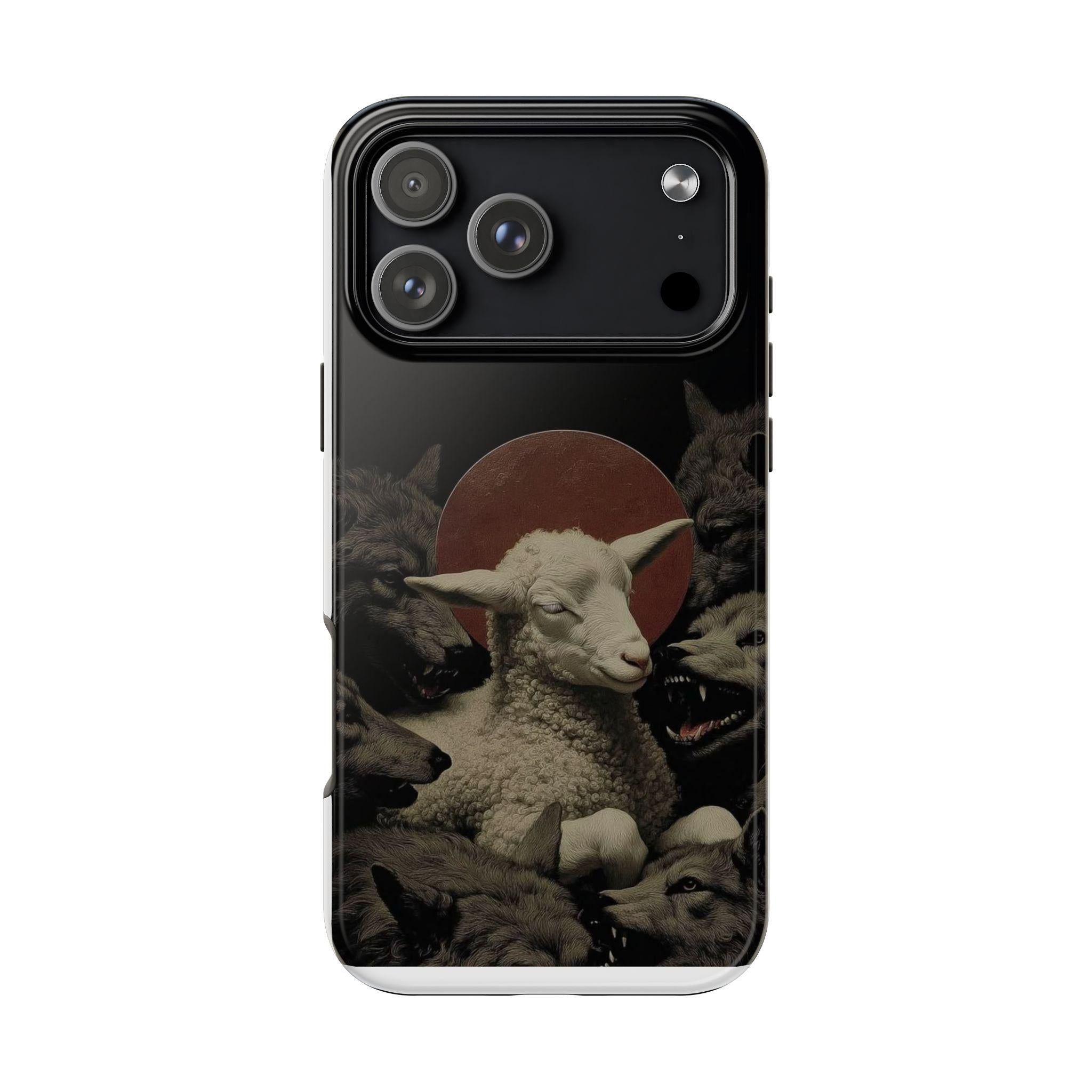 Lamb Among Wolves phone case | dark surreal animal artwork