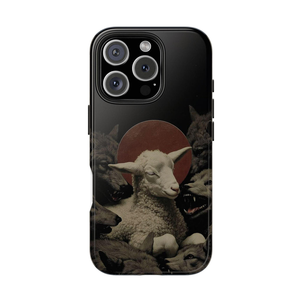 Lamb Among Wolves phone case | dark surreal animal artwork