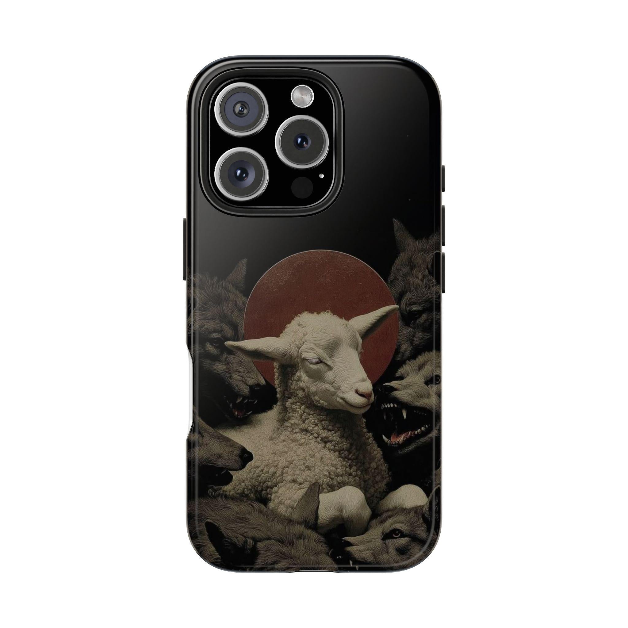 Lamb Among Wolves phone case | dark surreal animal artwork
