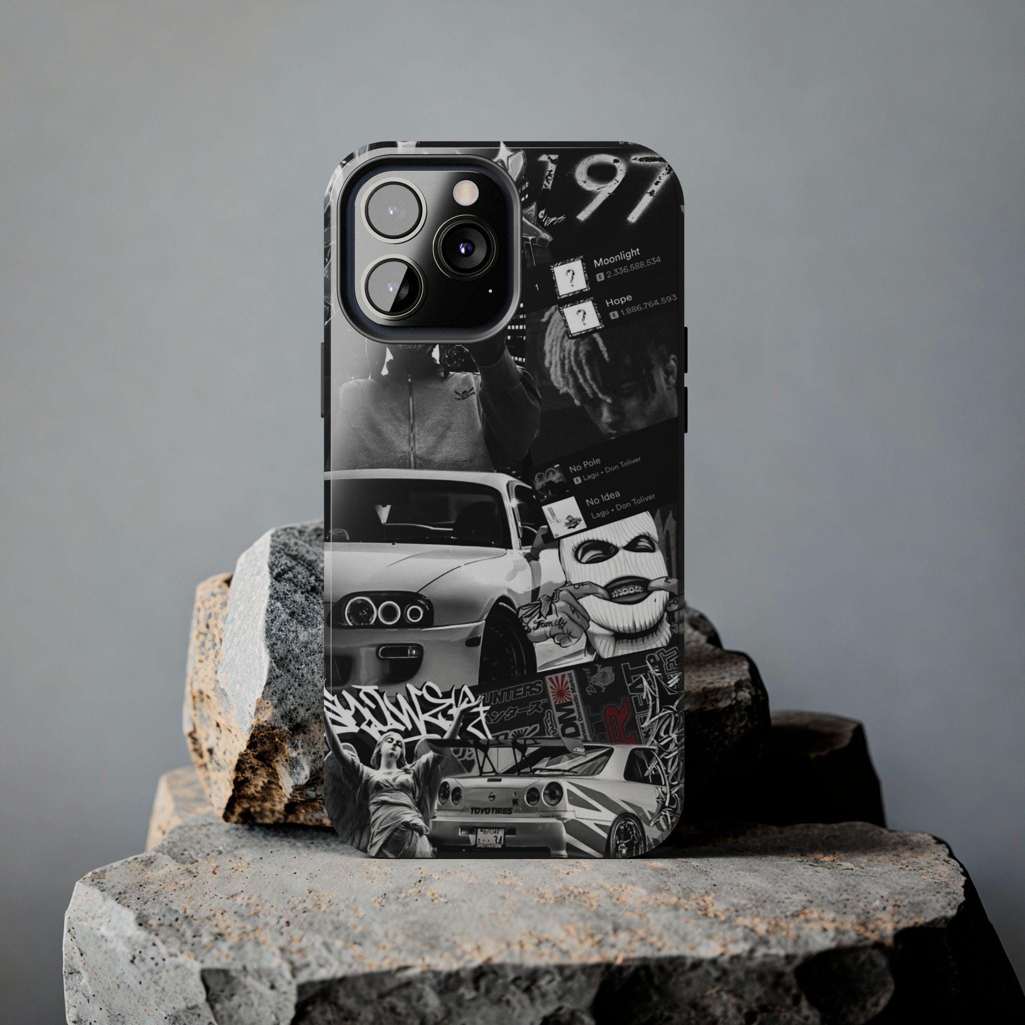 Black White Collage phone case | Car Graffiti Sticker Art