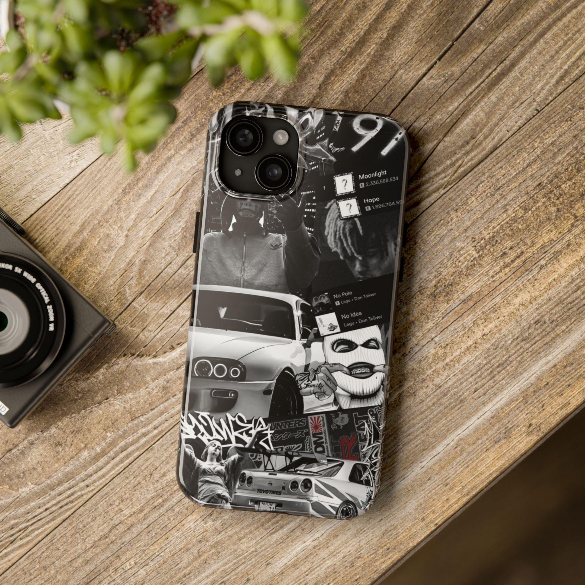 Black White Collage phone case | Car Graffiti Sticker Art
