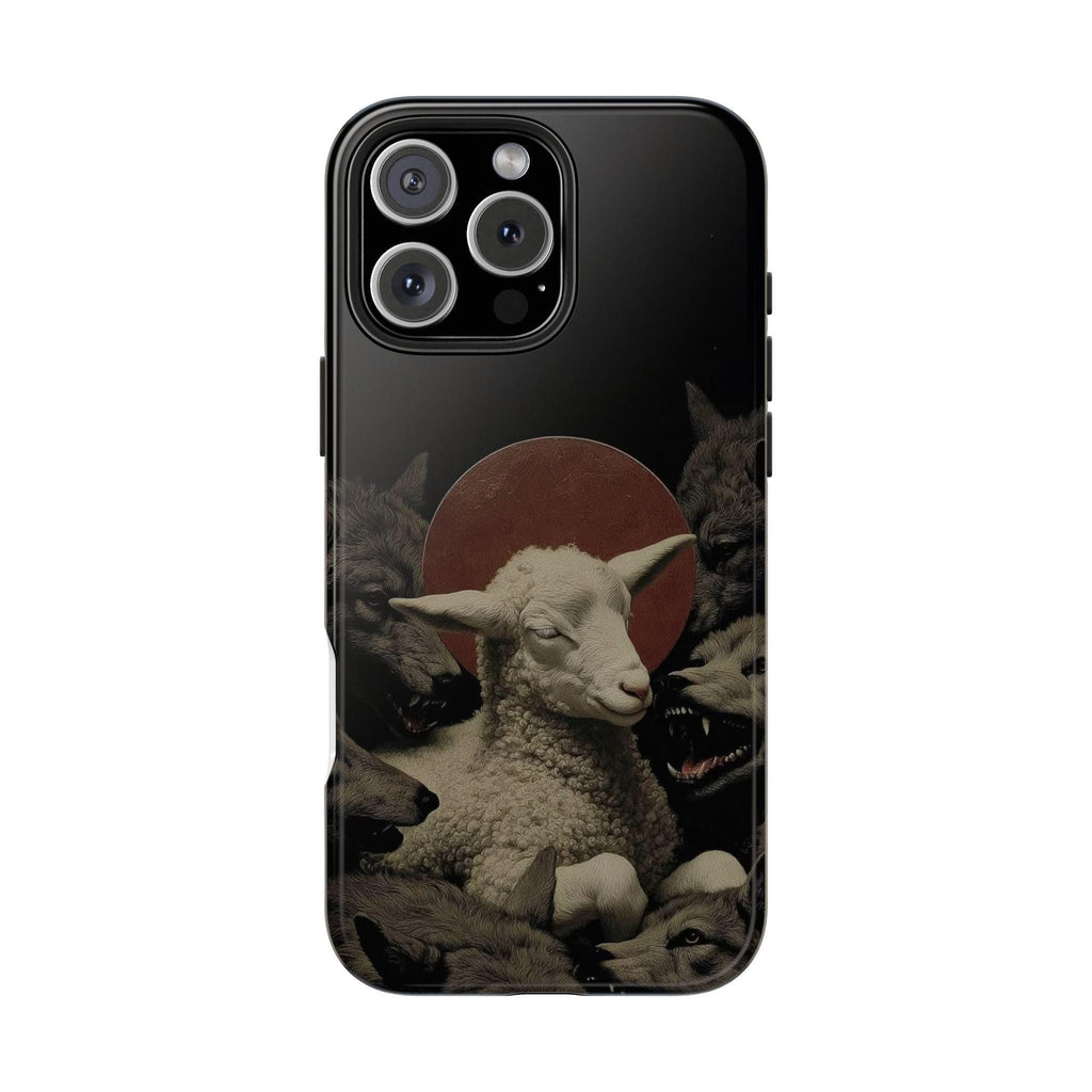 Lamb Among Wolves phone case | dark surreal animal artwork