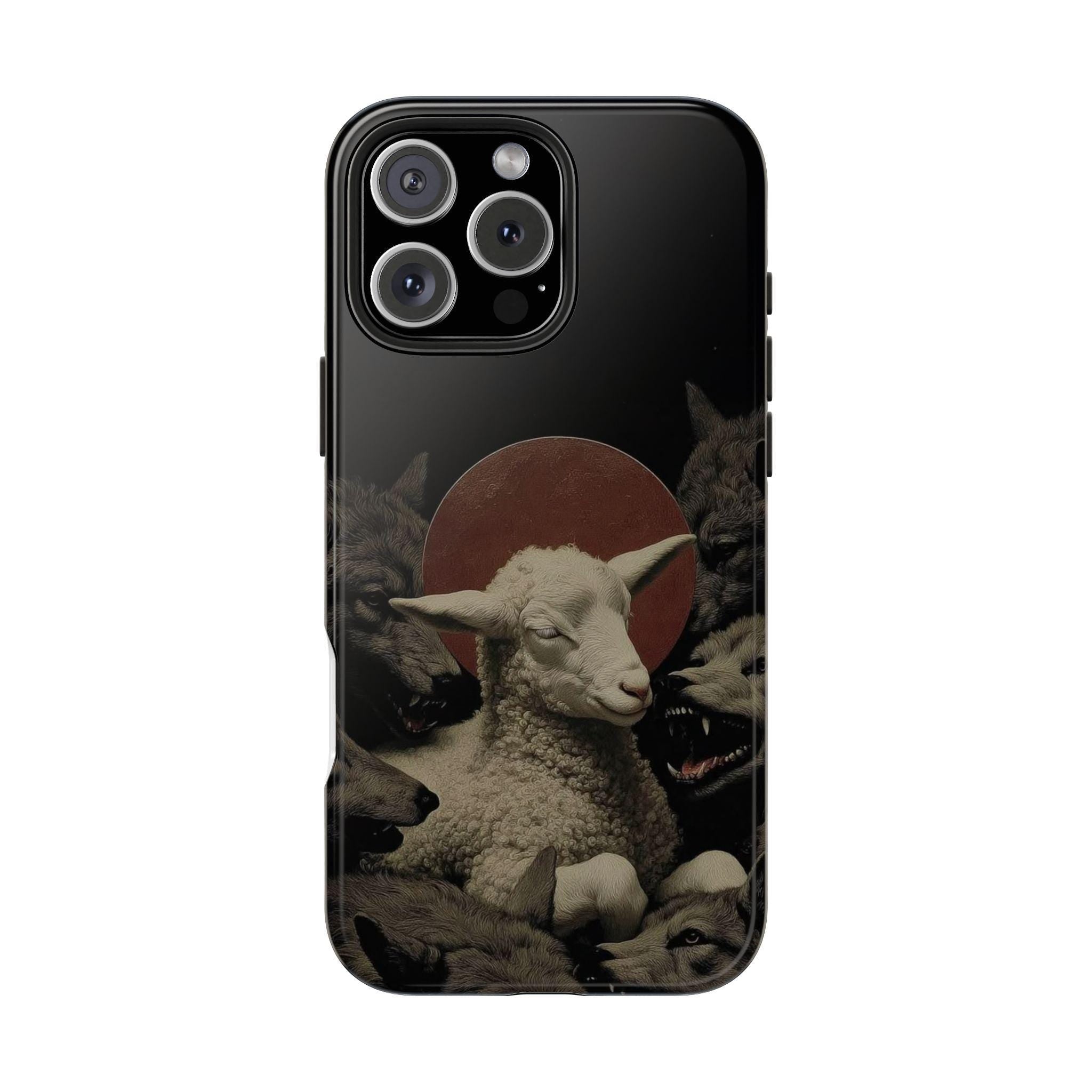 Lamb Among Wolves phone case | dark surreal animal artwork