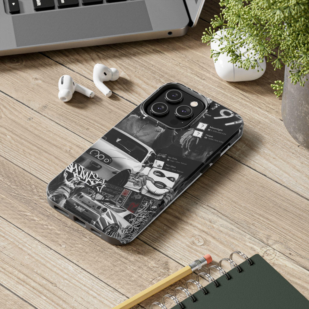 Black White Collage phone case | Car Graffiti Sticker Art