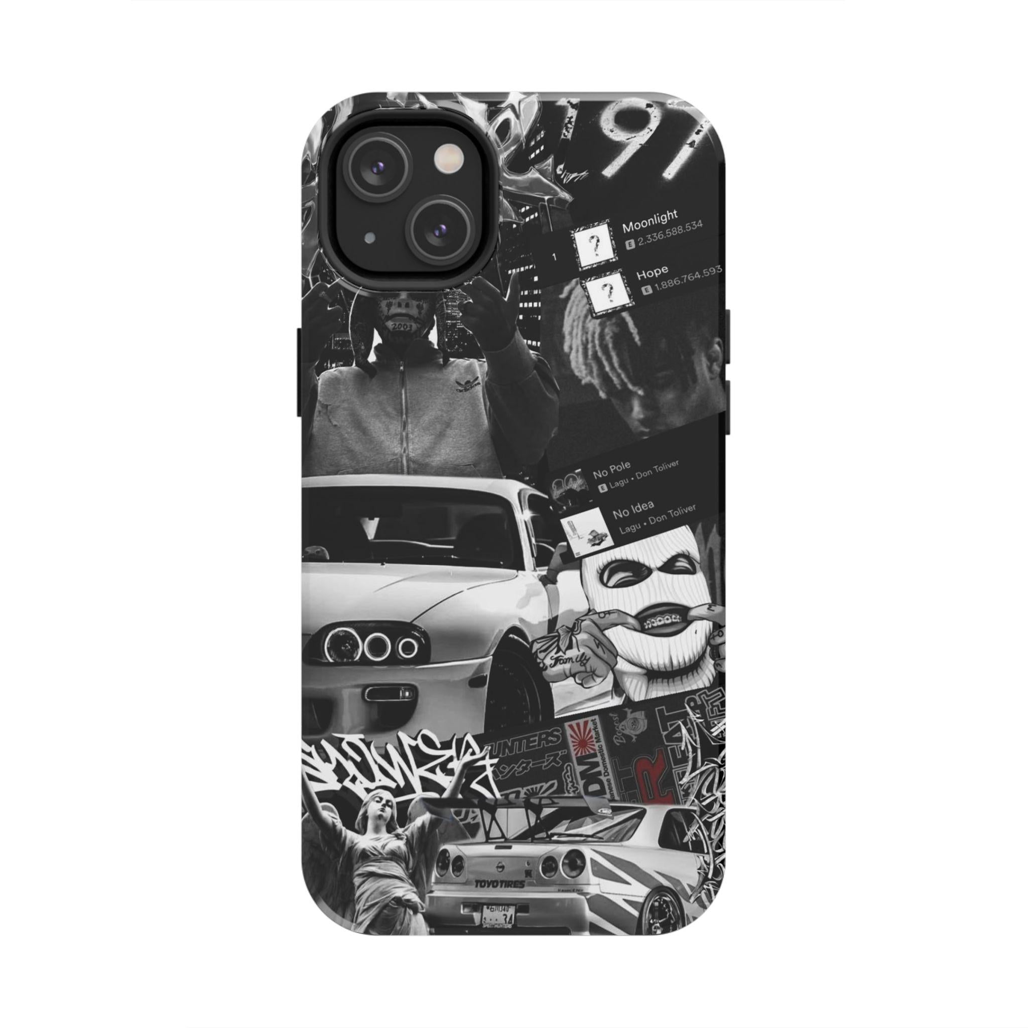 Black White Collage phone case | Car Graffiti Sticker Art