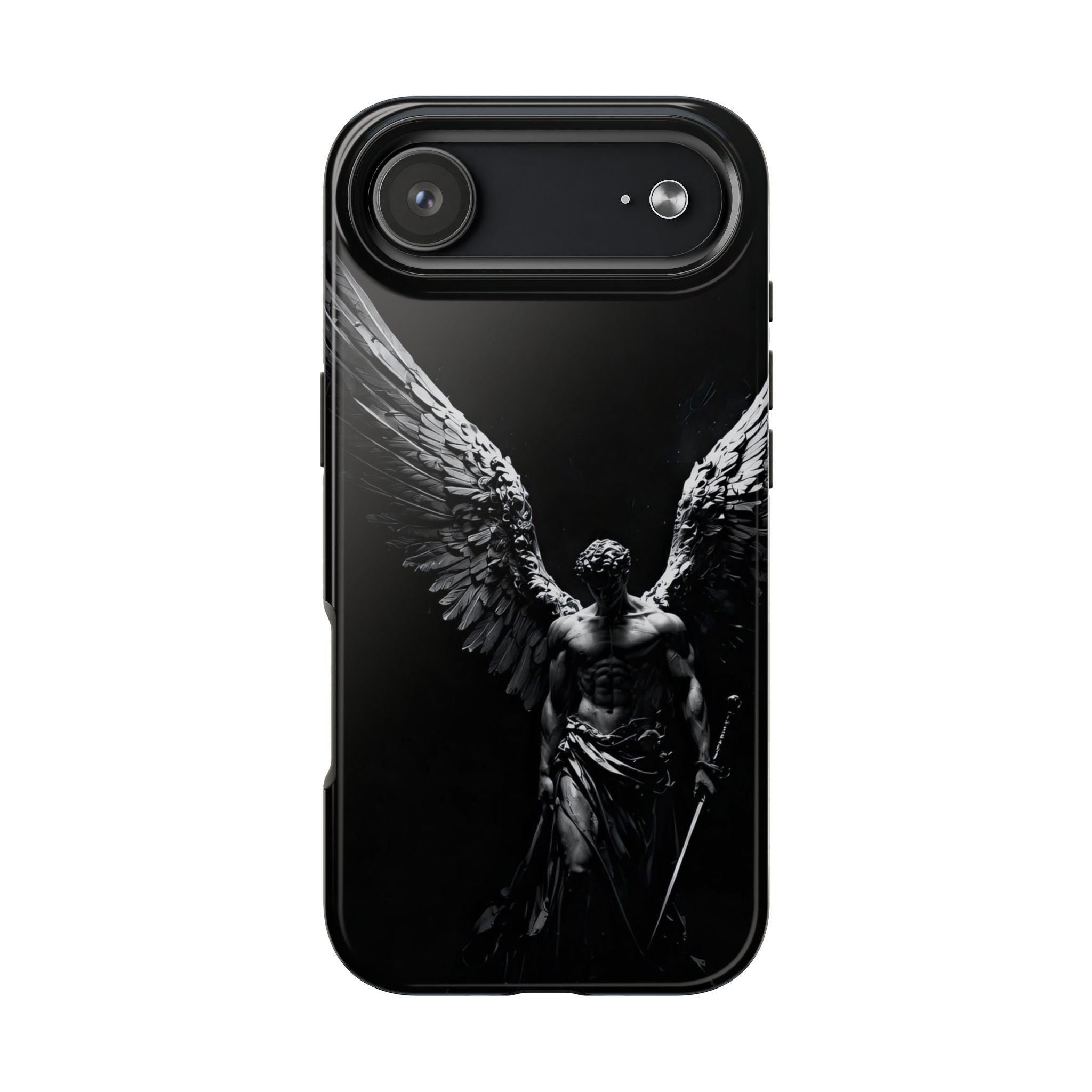 Dark Fallen Angel Phone Case | Tough Phone Case, Gothic Winged Statue
