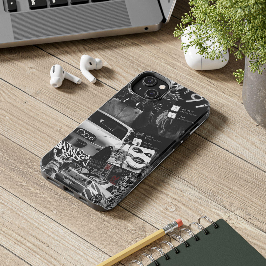 Black White Collage phone case | Car Graffiti Sticker Art