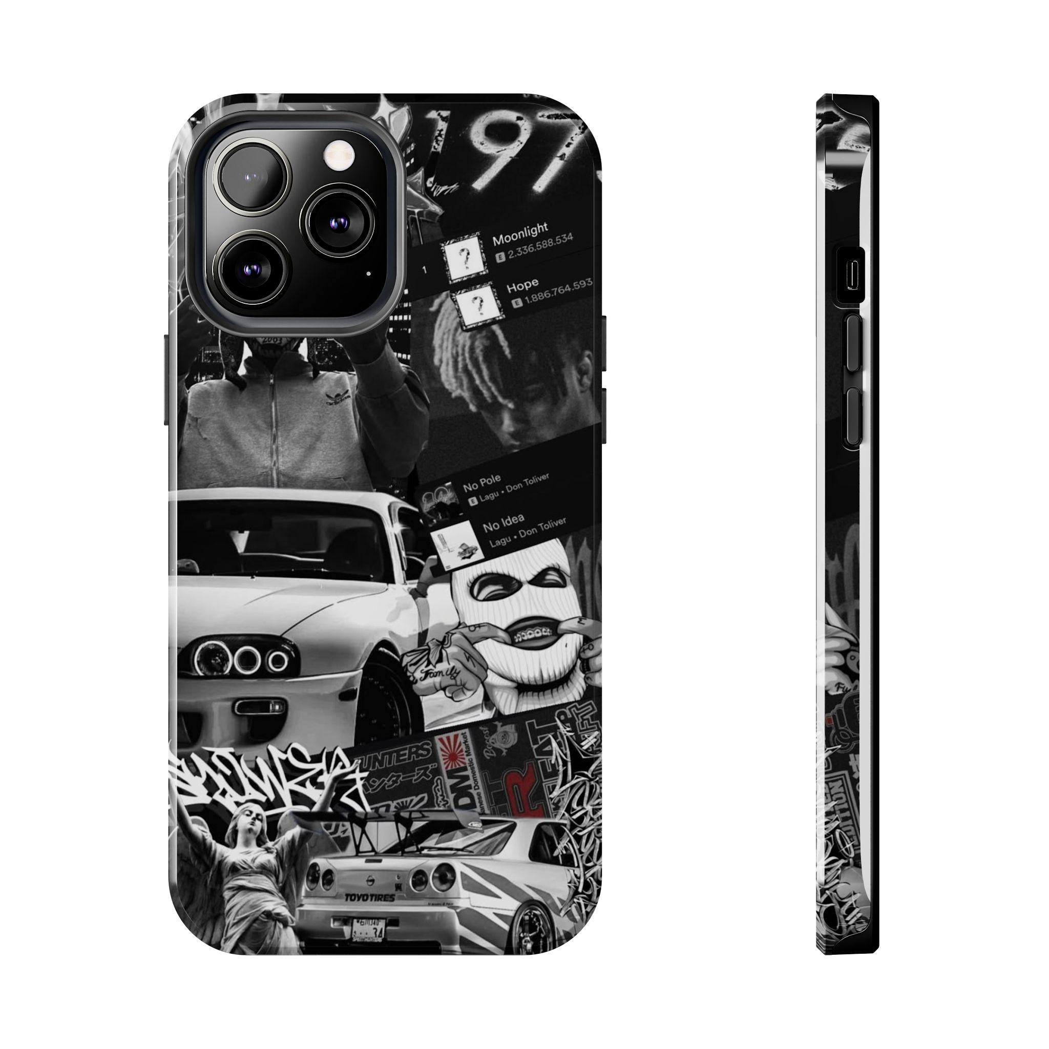 Black White Collage phone case | Car Graffiti Sticker Art