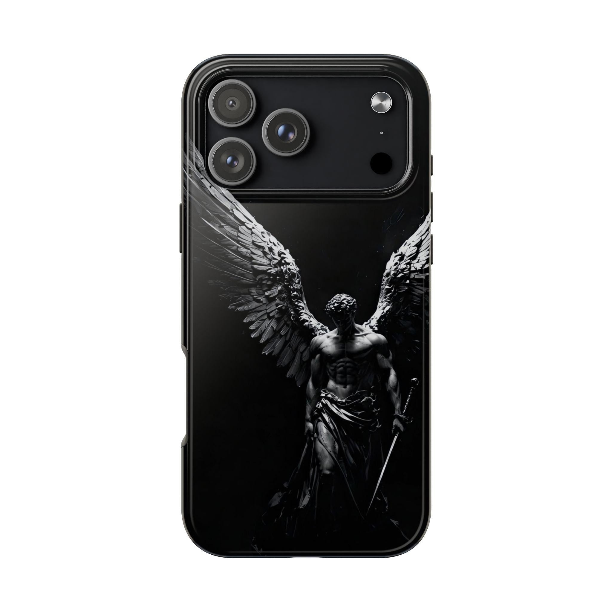 Dark Fallen Angel Phone Case | Tough Phone Case, Gothic Winged Statue