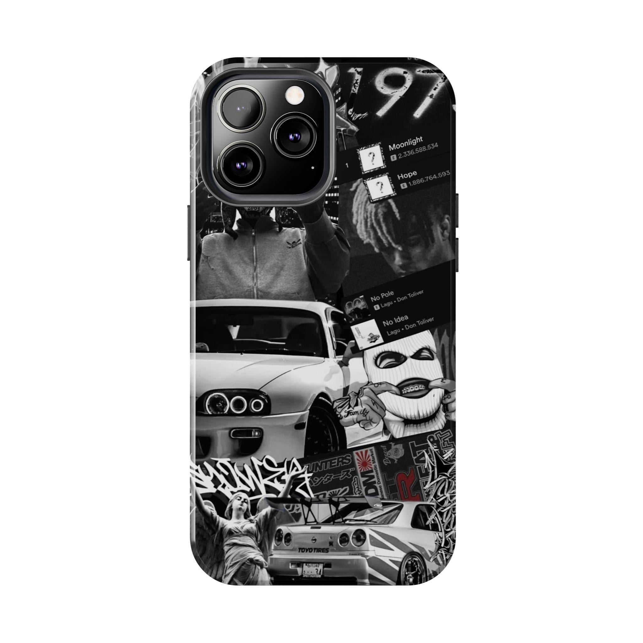 Black White Collage phone case | Car Graffiti Sticker Art