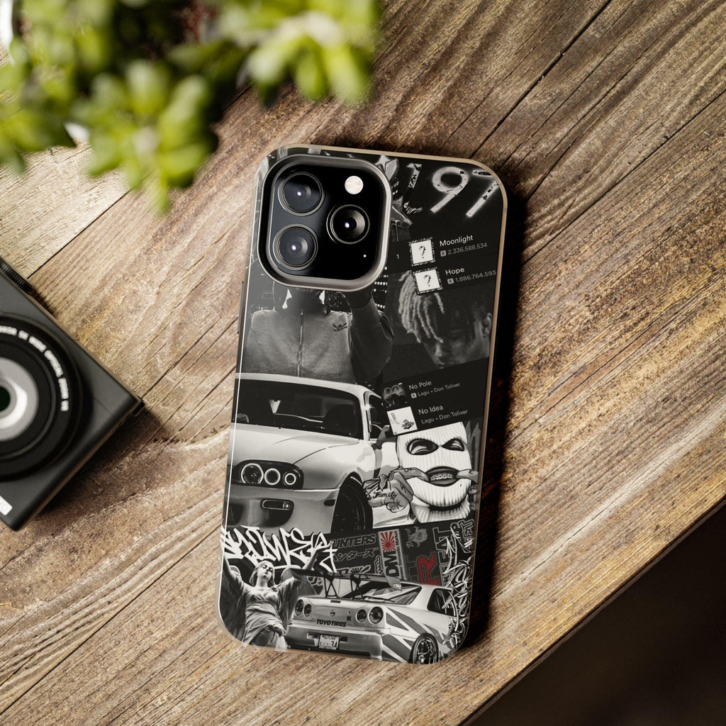 Black White Collage phone case | Car Graffiti Sticker Art