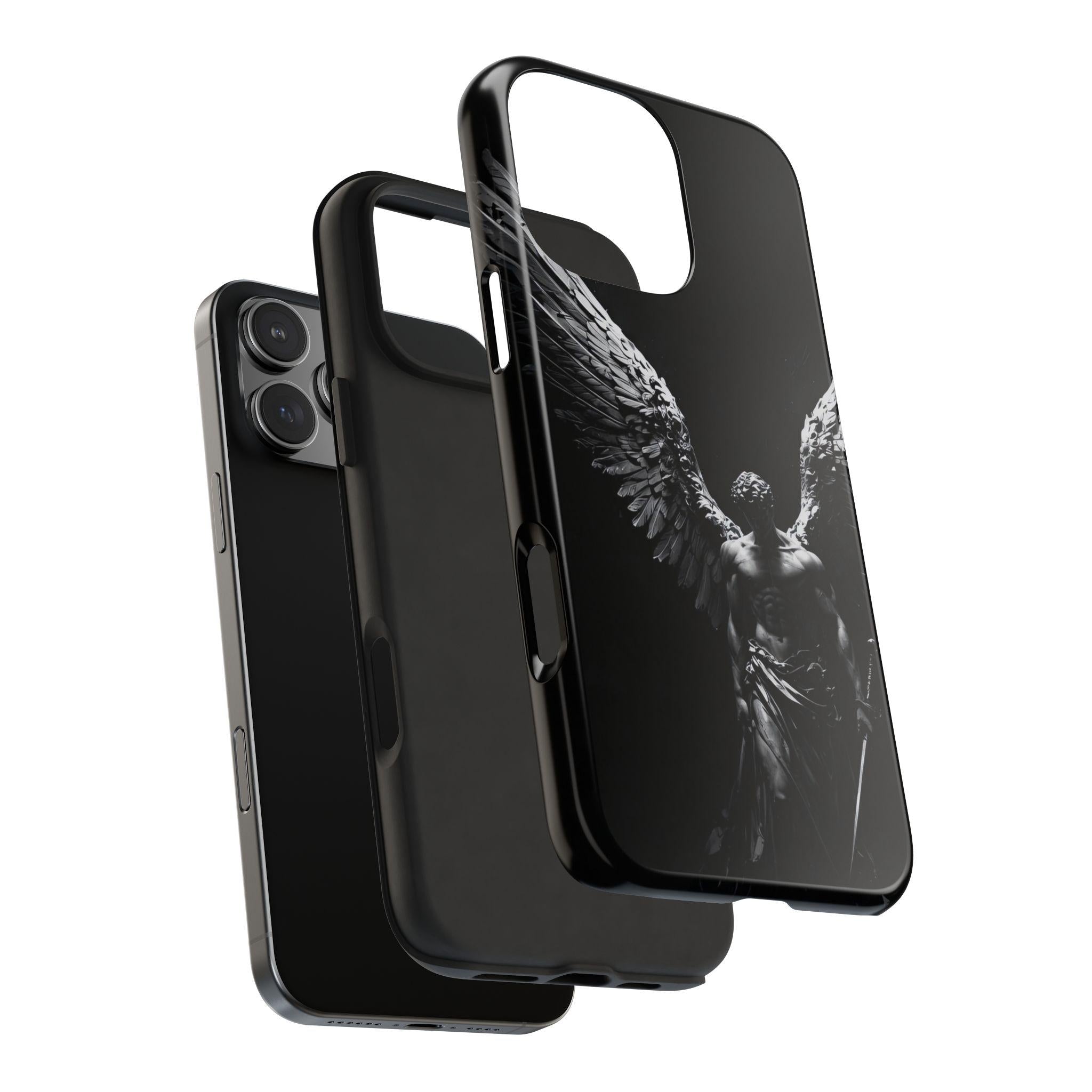 Dark Fallen Angel Phone Case | Tough Phone Case, Gothic Winged Statue