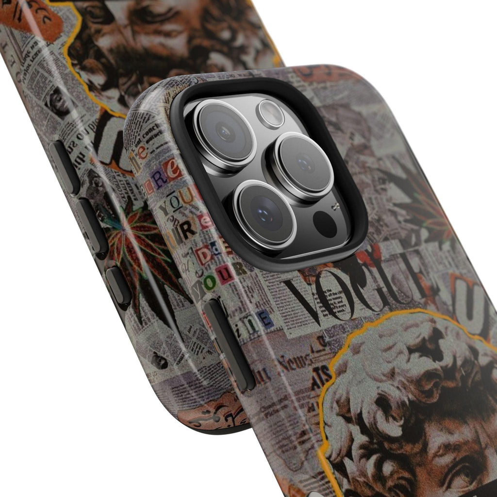 David Statue Collage Phone Case | Retro Newspaper, Pixel Sunglasses