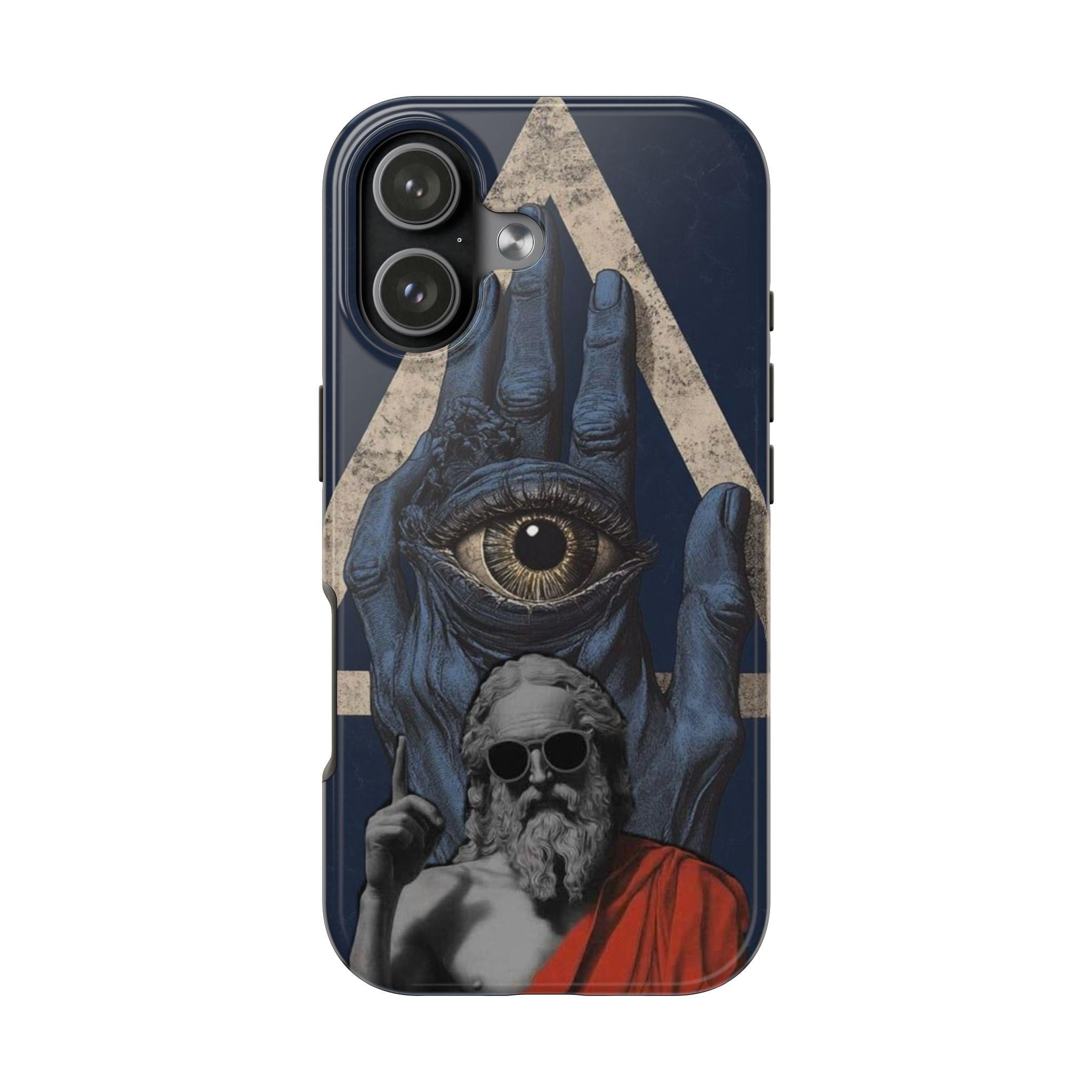 All-Seeing Eye Hand with Bearded Statue Phone Case | Mystical Surreal Art