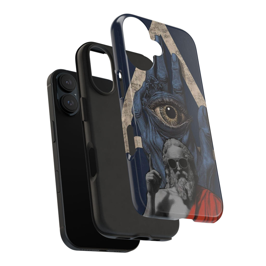 All-Seeing Eye Hand with Bearded Statue Phone Case | Mystical Surreal Art