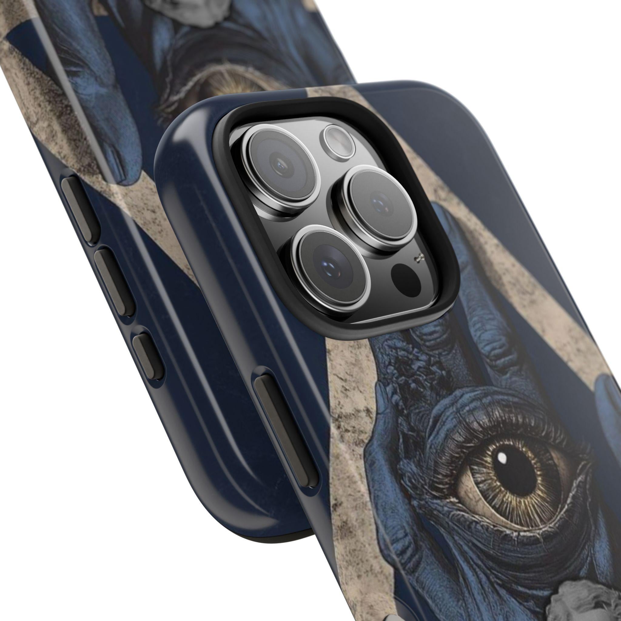 All-Seeing Eye Hand with Bearded Statue Phone Case | Mystical Surreal Art