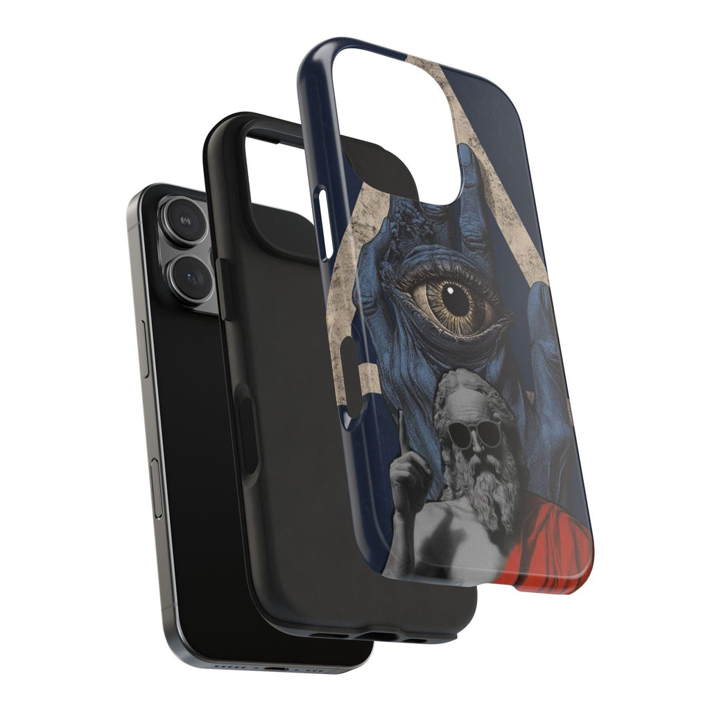 All-Seeing Eye Hand with Bearded Statue Phone Case | Mystical Surreal Art