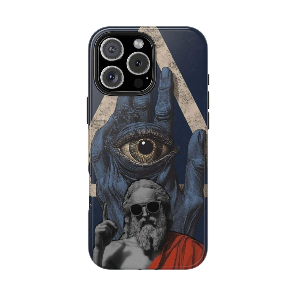 All-Seeing Eye Hand with Bearded Statue Phone Case | Mystical Surreal Art