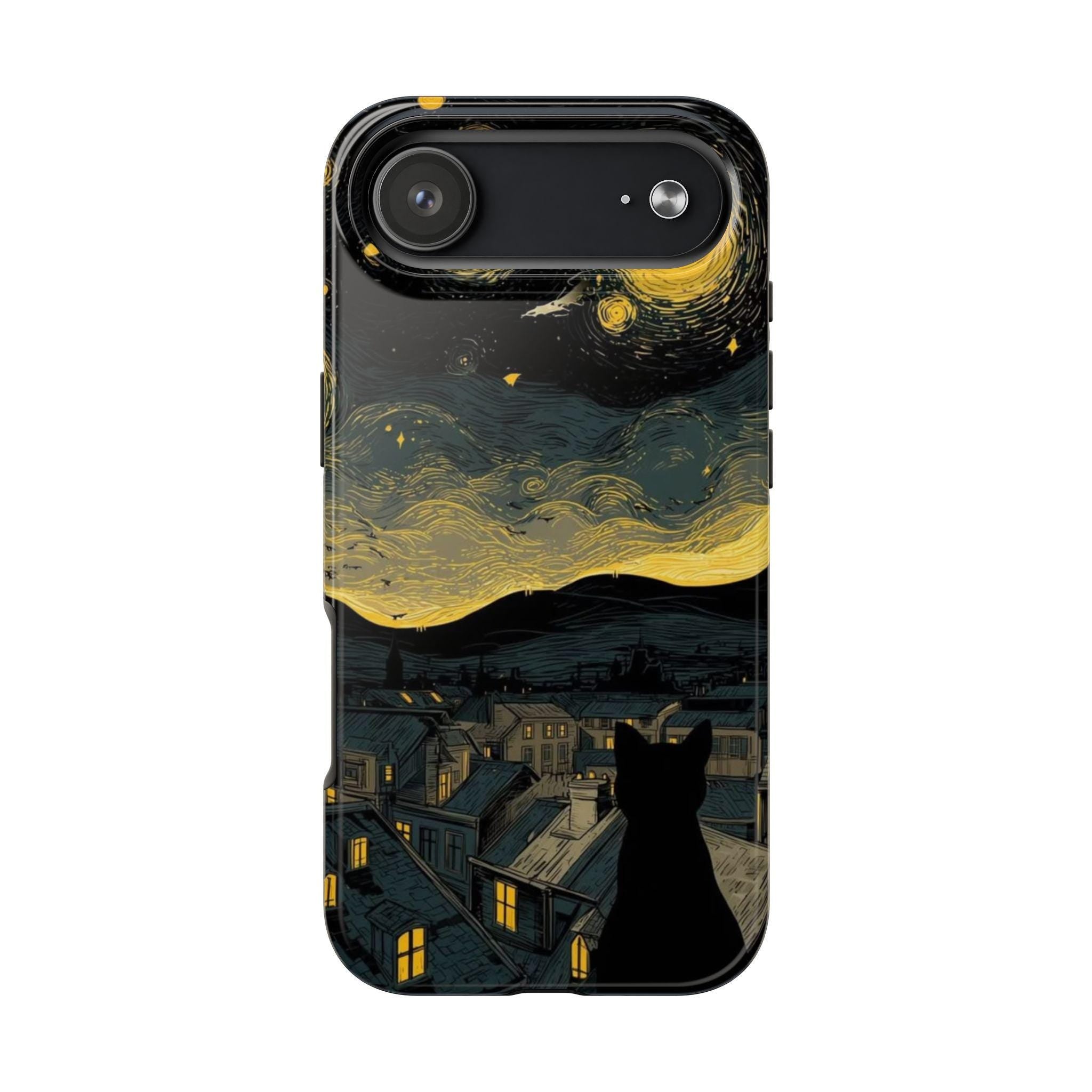 Cat Silhouette Starry Night phone case | Tough Phone Cases