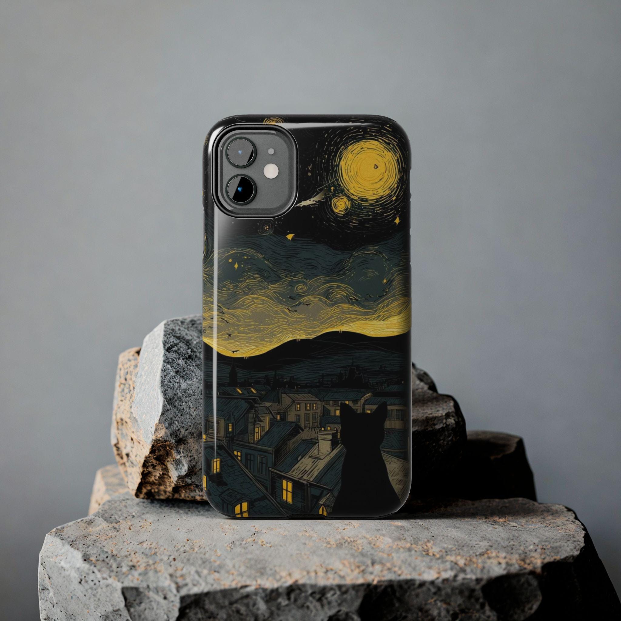 Cat Silhouette Starry Night phone case | Tough Phone Cases