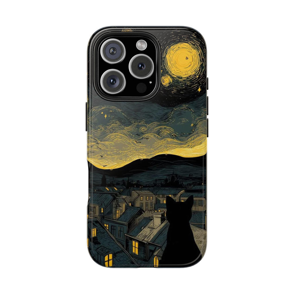Cat Silhouette Starry Night phone case | Tough Phone Cases