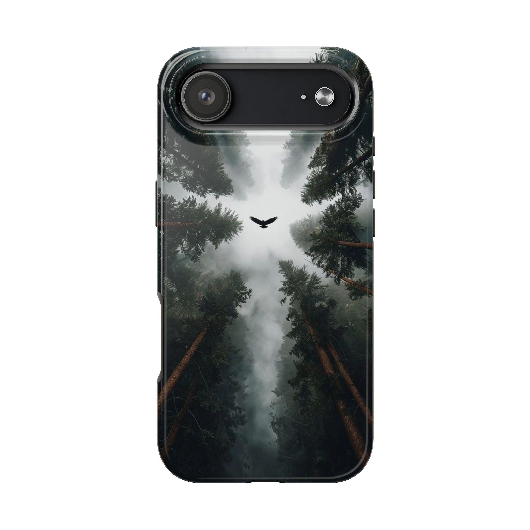 Forest Canopy Raven Phone Case | Misty Trees Nature Landscape