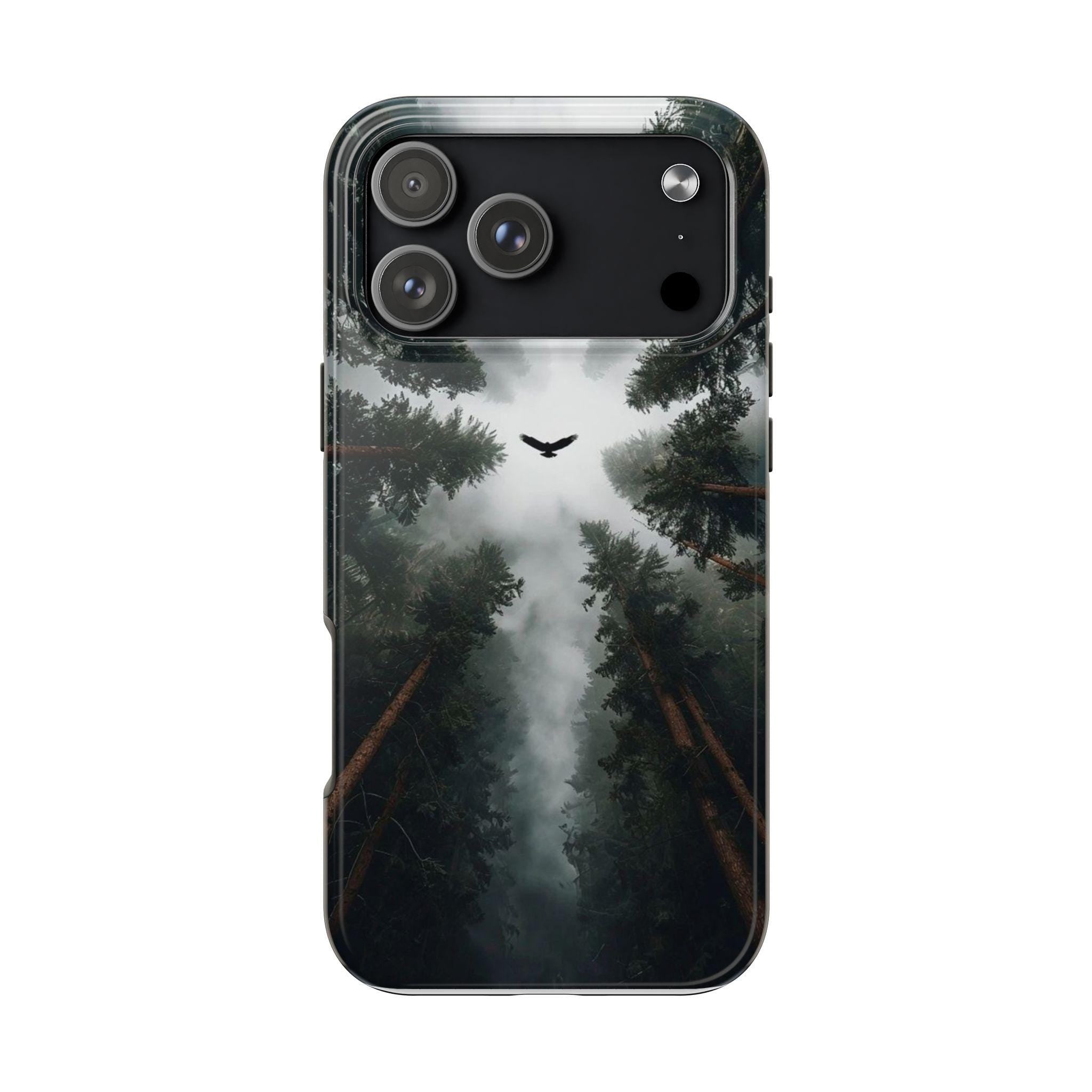 Forest Canopy Raven Phone Case | Misty Trees Nature Landscape