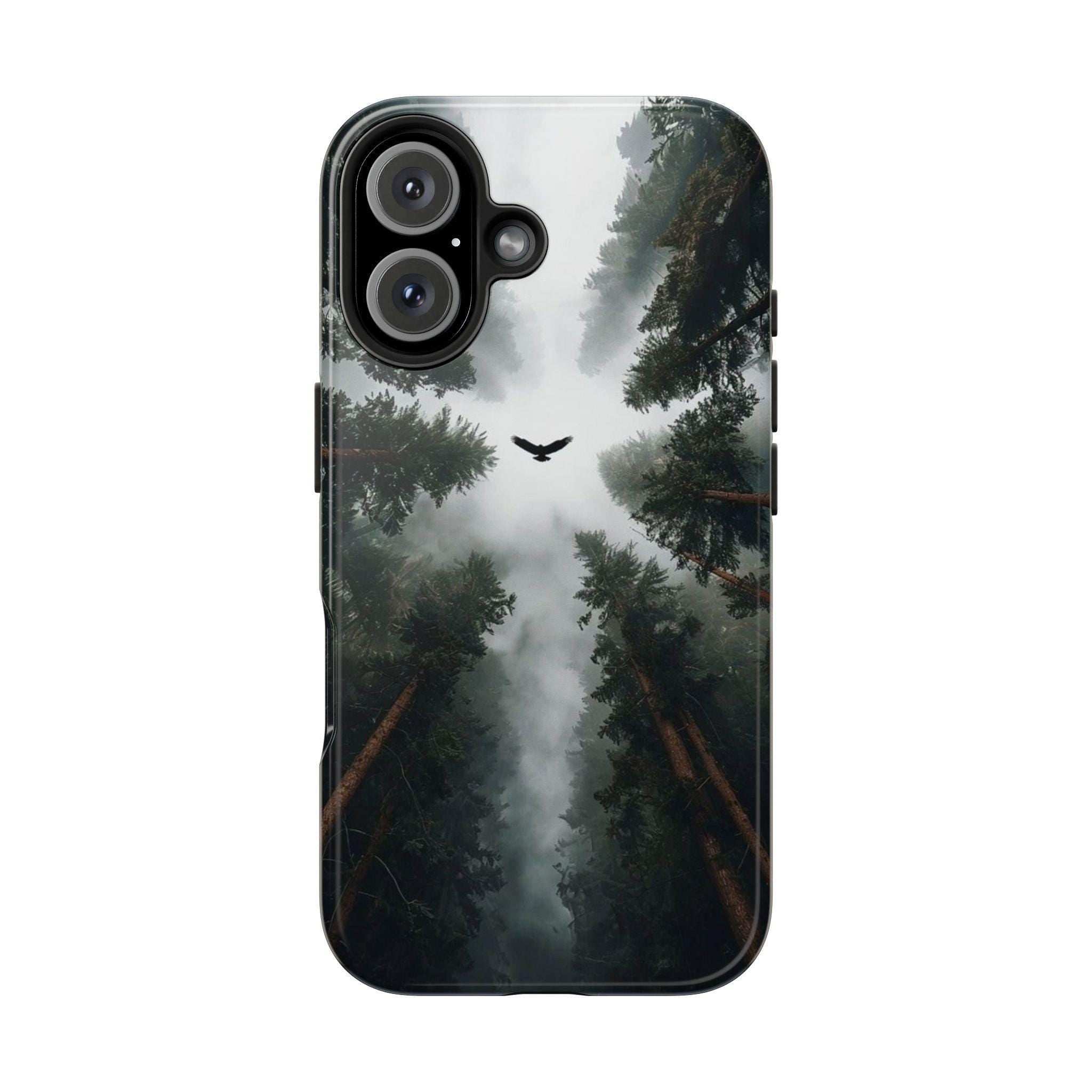 Forest Canopy Raven Phone Case | Misty Trees Nature Landscape