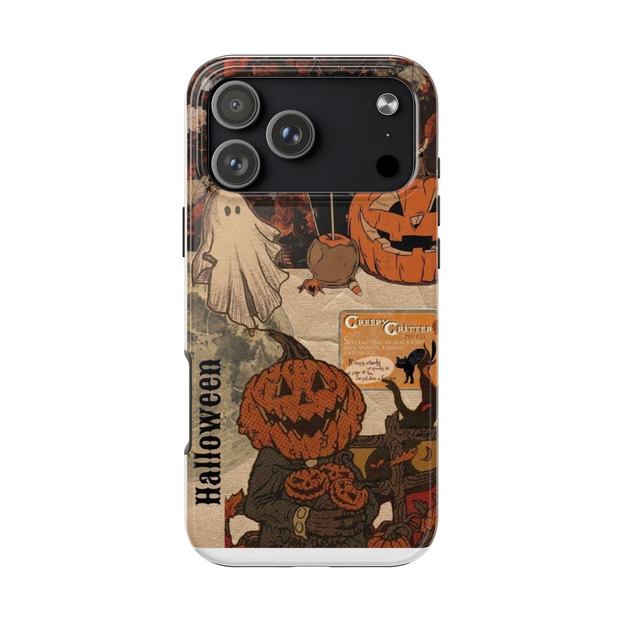 Vintage Halloween Collage Phone Case | Pumpkin Ghost Cat