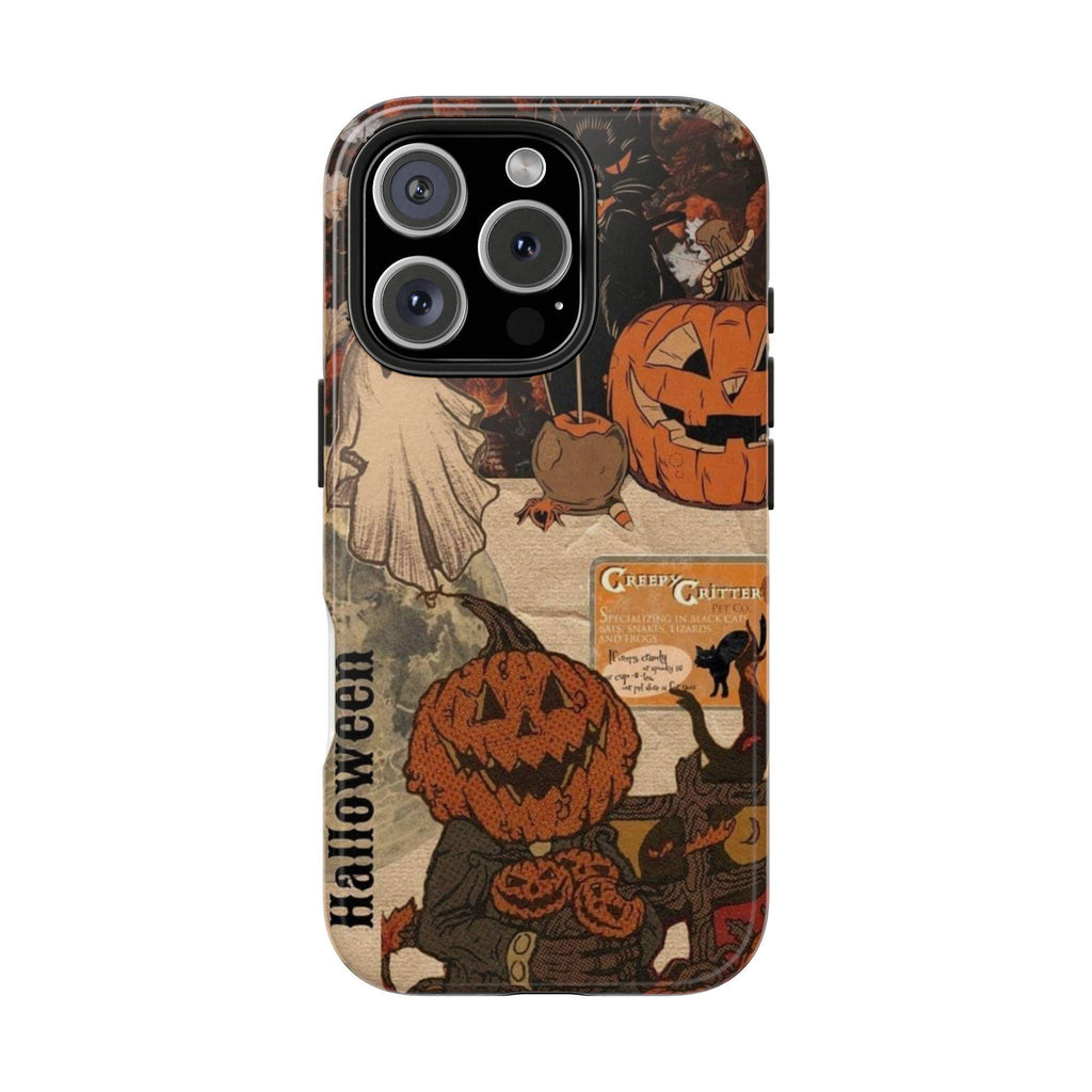 Vintage Halloween Collage Phone Case | Pumpkin Ghost Cat