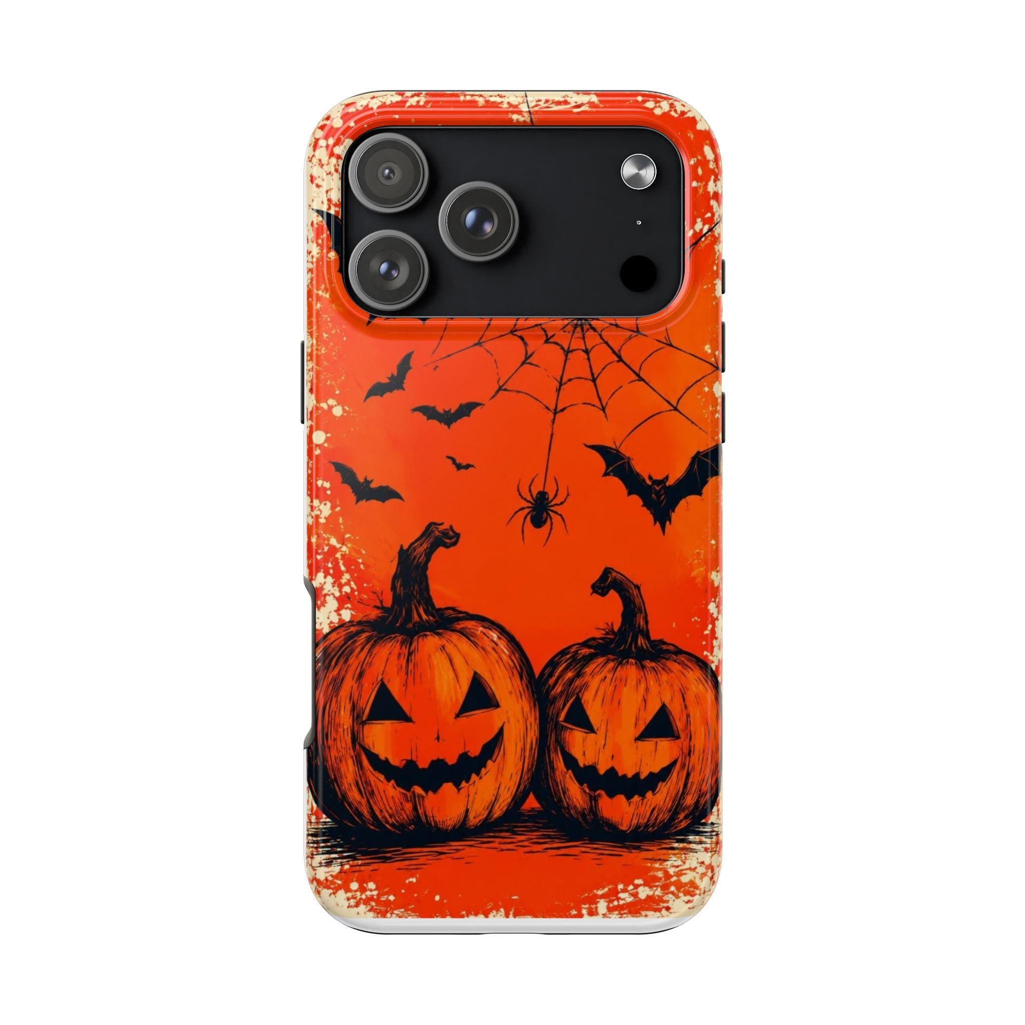 Jack O'Lanterns Halloween Phone Case | Spiderweb Bats Tough Case