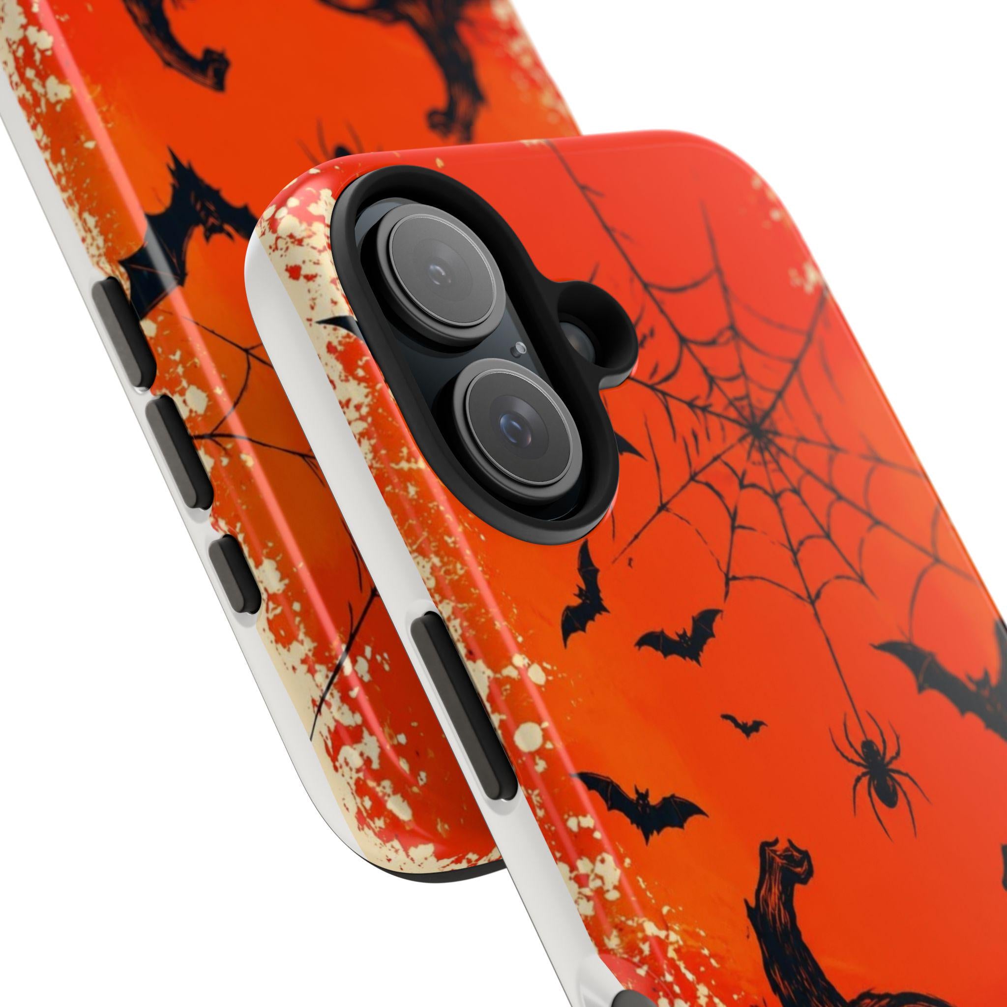 Jack O'Lanterns Halloween Phone Case | Spiderweb Bats Tough Case