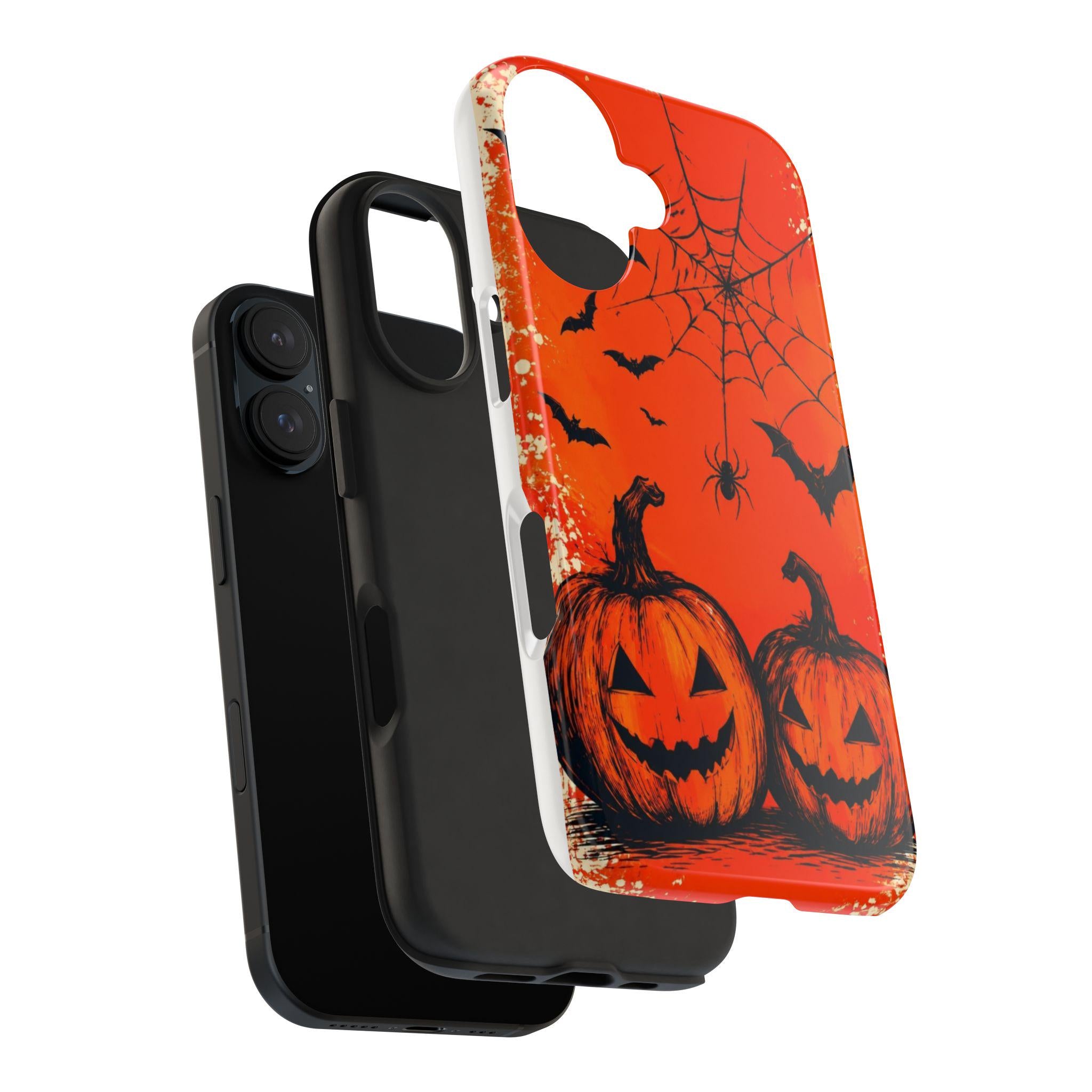 Jack O'Lanterns Halloween Phone Case | Spiderweb Bats Tough Case