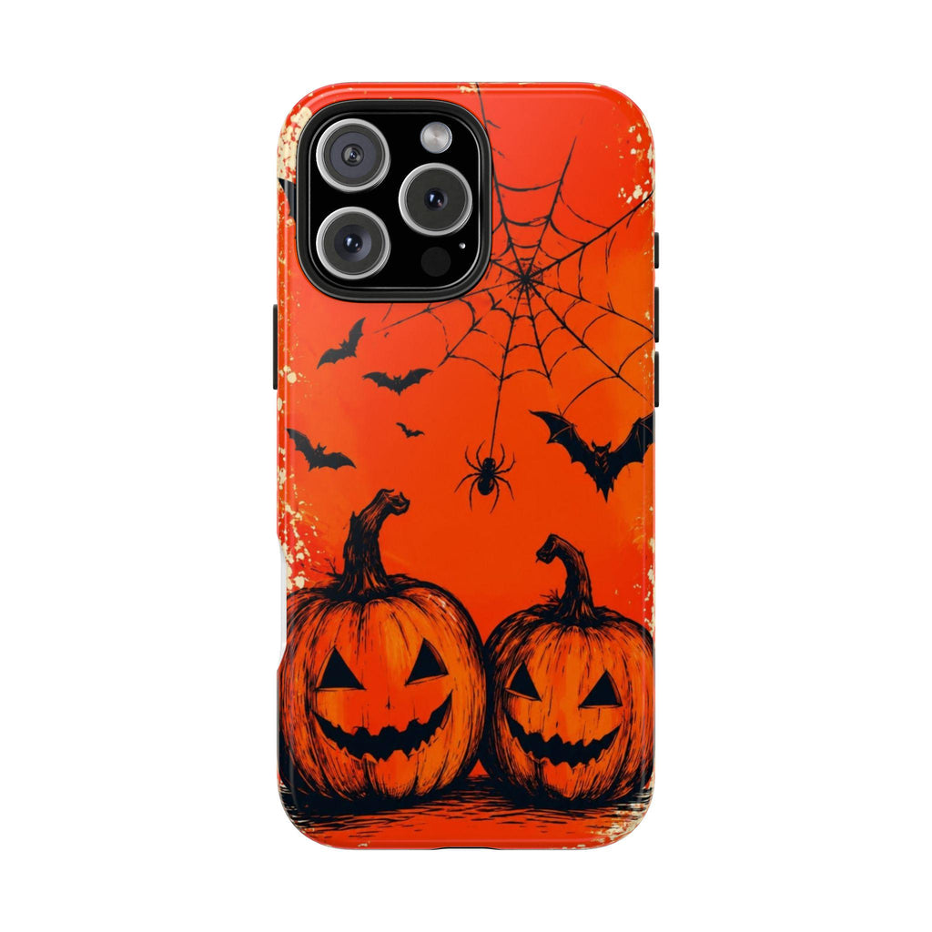 Jack O'Lanterns Halloween Phone Case | Spiderweb Bats Tough Case
