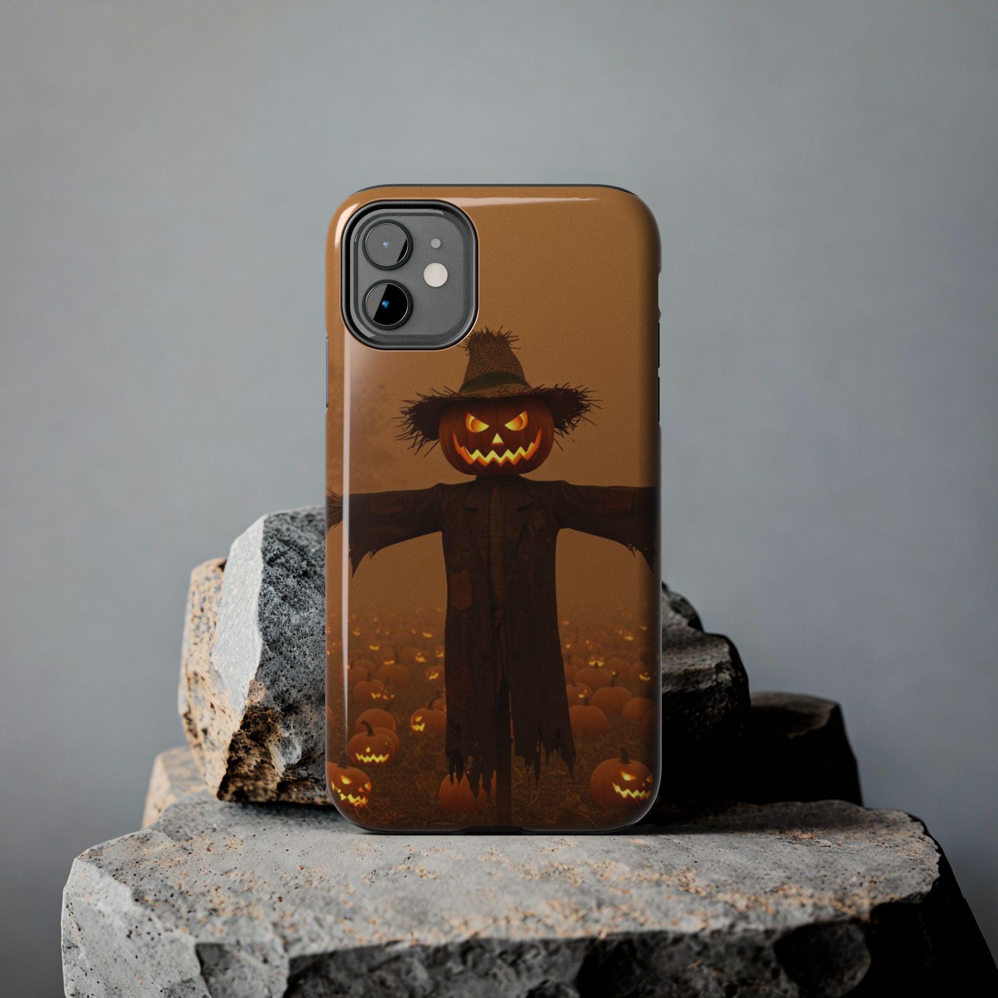 Jack-O'-Lantern Scarecrow Phone Case | Halloween Pumpkin Field Design