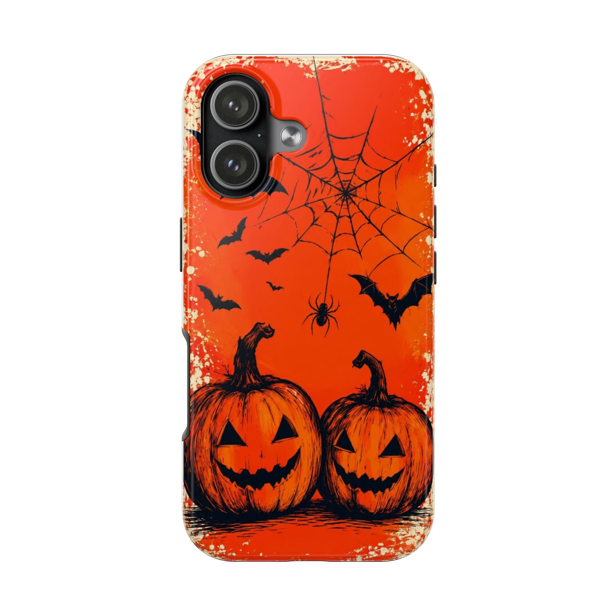 Jack O'Lanterns Halloween Phone Case | Spiderweb Bats Tough Case